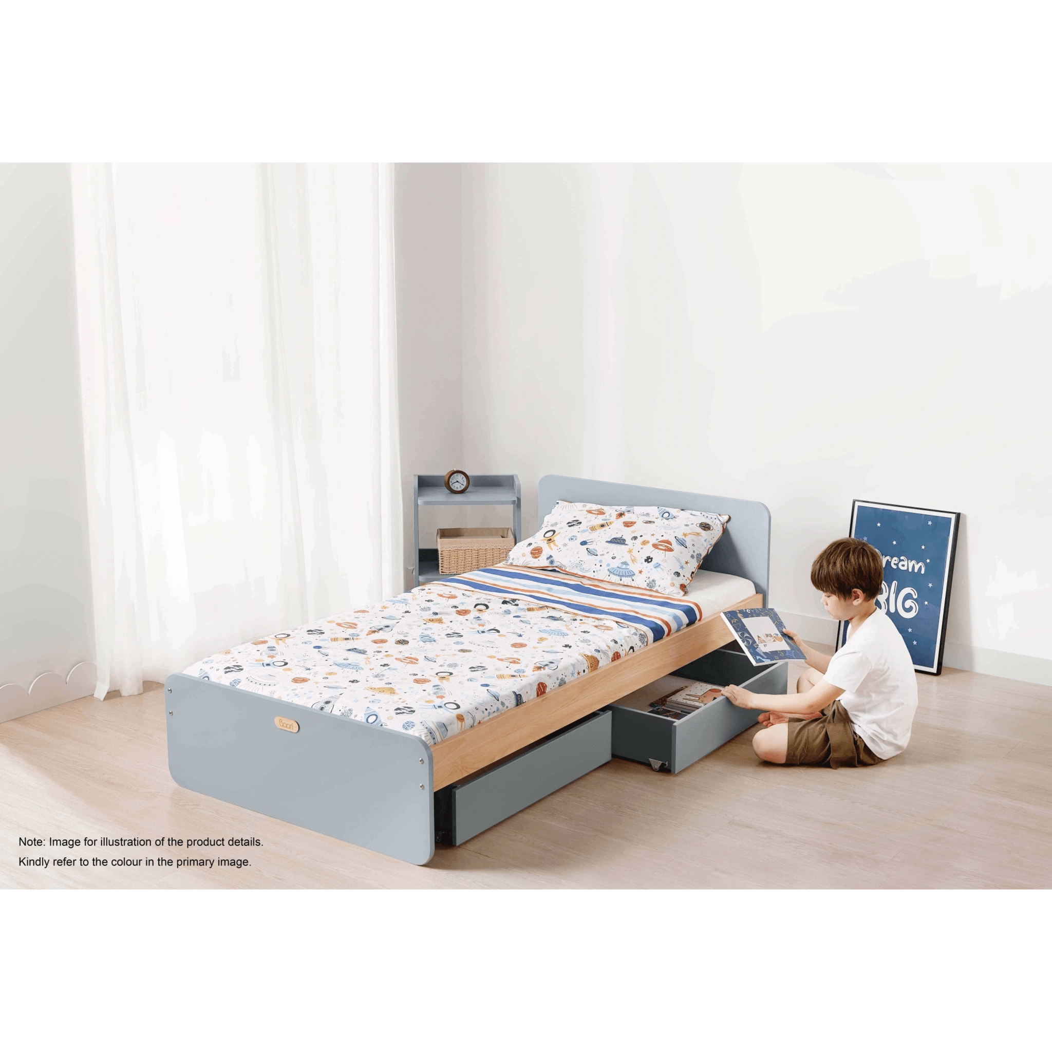 Boori Neat Kids NZ Single Bed with 2 Underbed Storage Drawers, Cherry