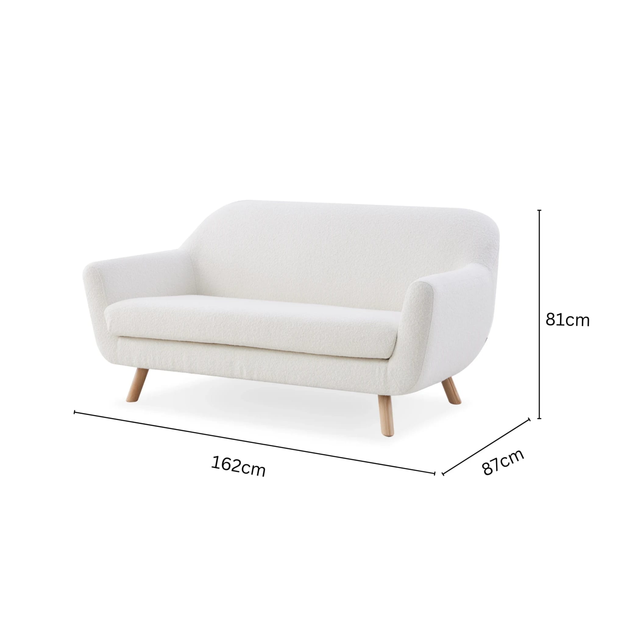 MODE Milo Boucle Loveseat, Chalk White