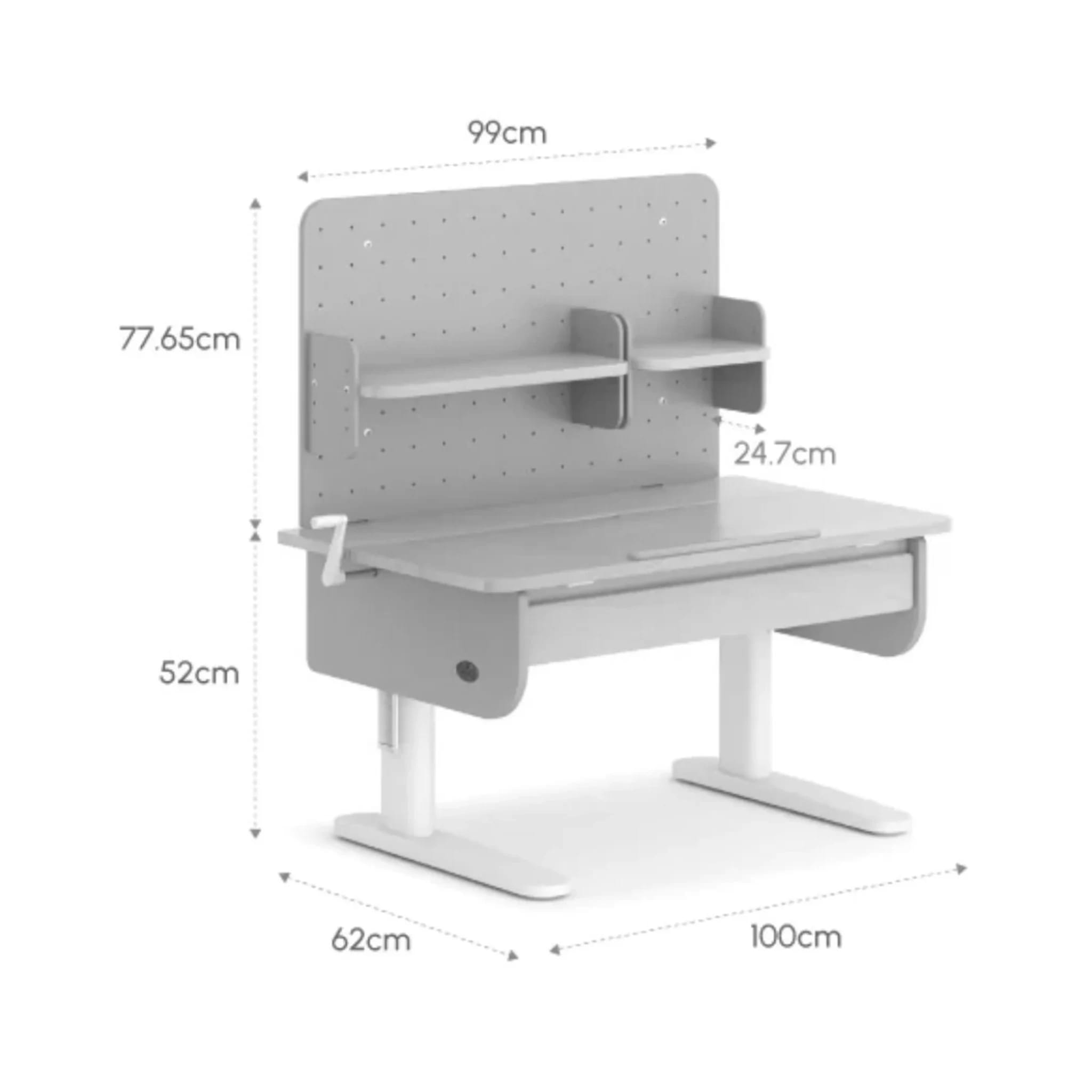 Boori Ergonomic Kids Desk With Pegboard Hutch Package, W100cm, Barley White