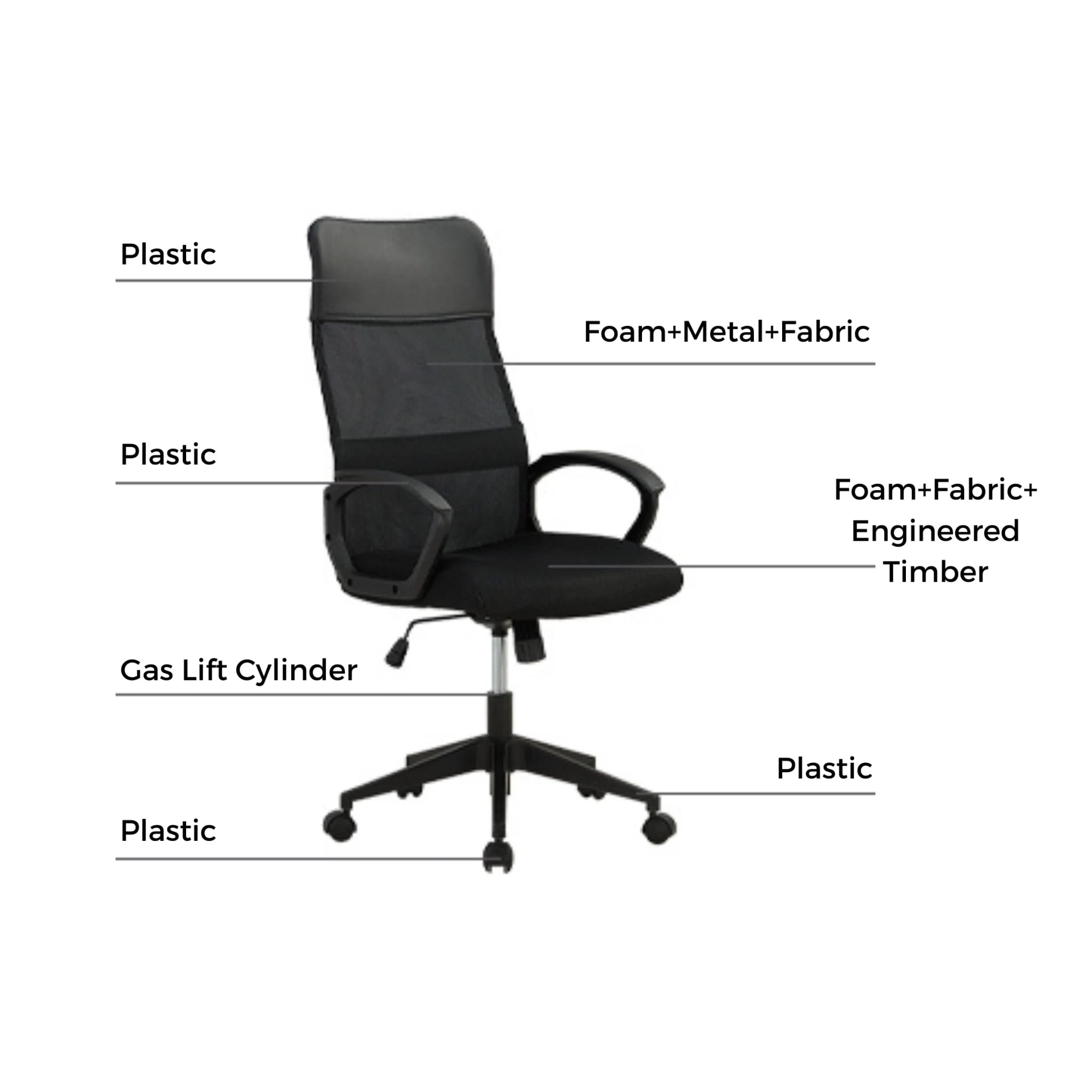 Linspire Pillar Office Chair, Black