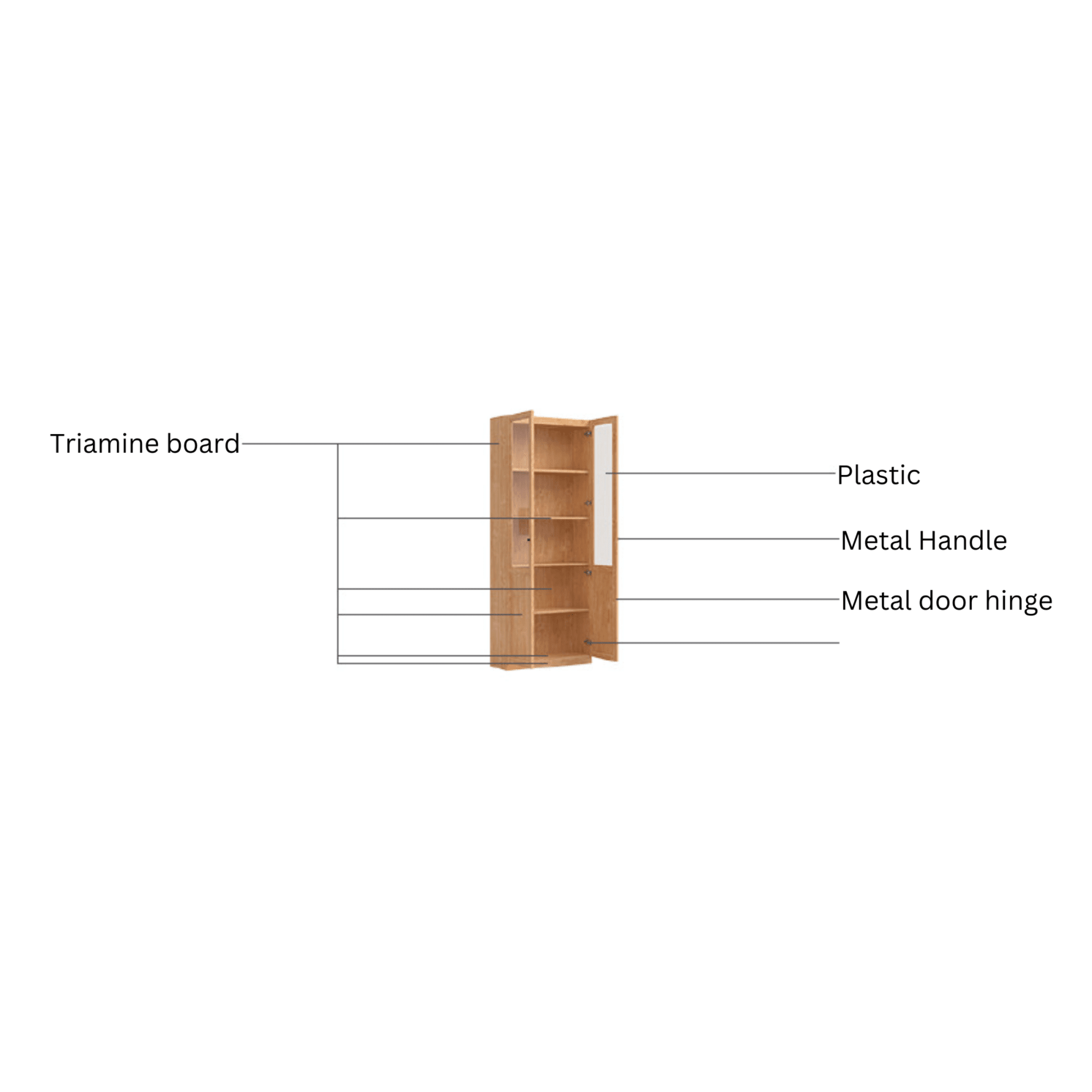 Linspire Prism 2 Plastic/Panel Door Bookcase, Natural Wood