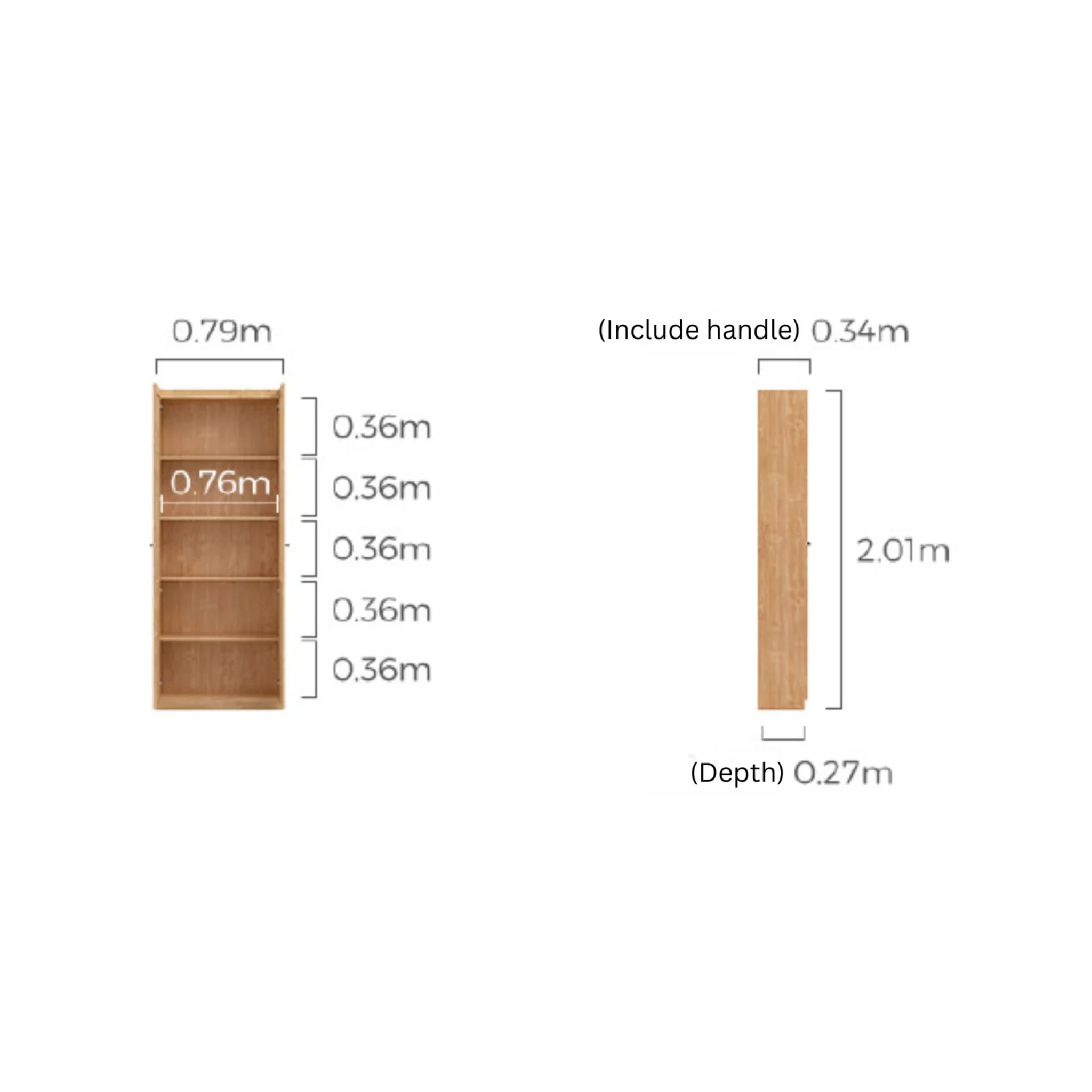 Linspire Prism 2 Plastic/Panel Door Bookcase, Natural Wood