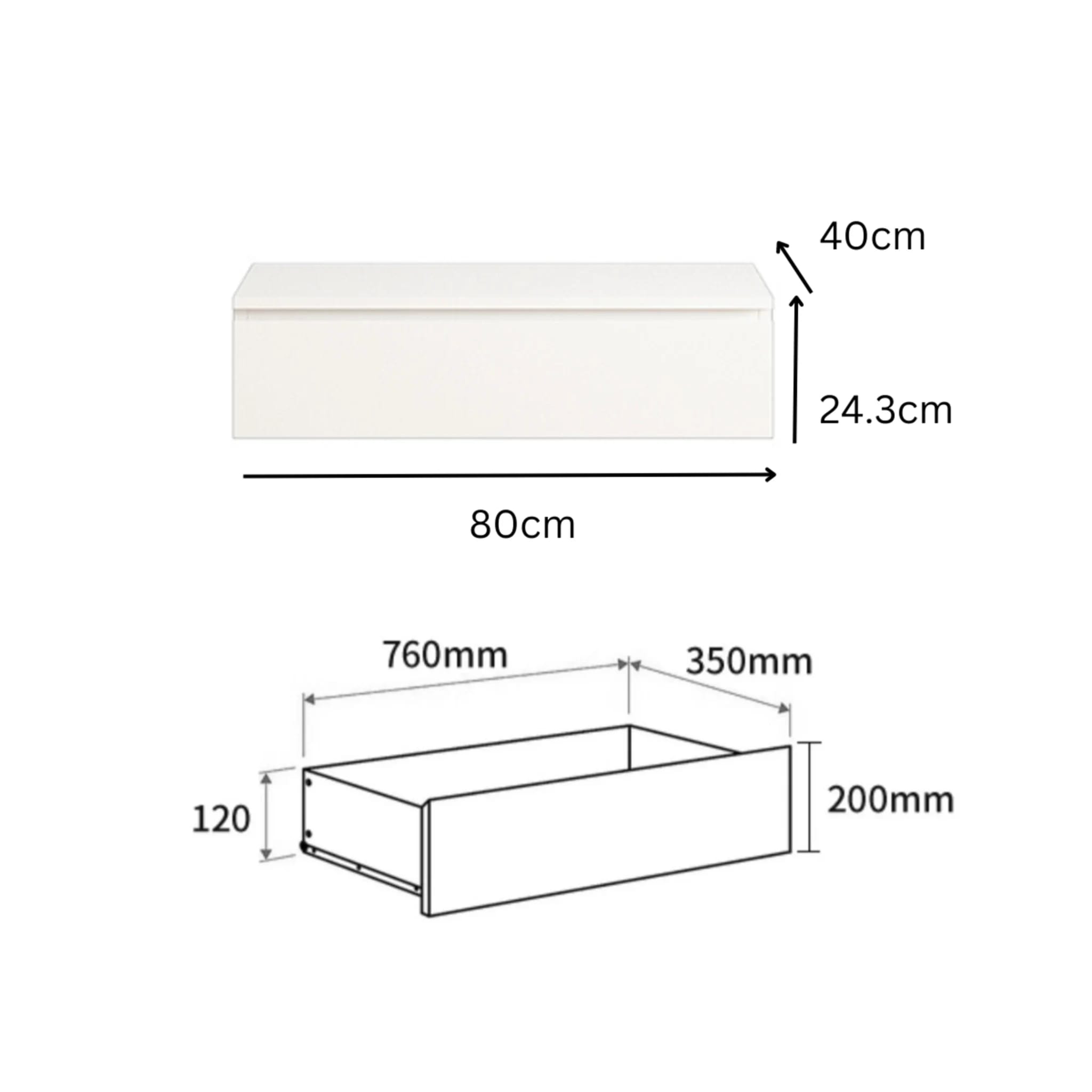 Loft Japandi Floating Entertainment Unit, W80cm, White
