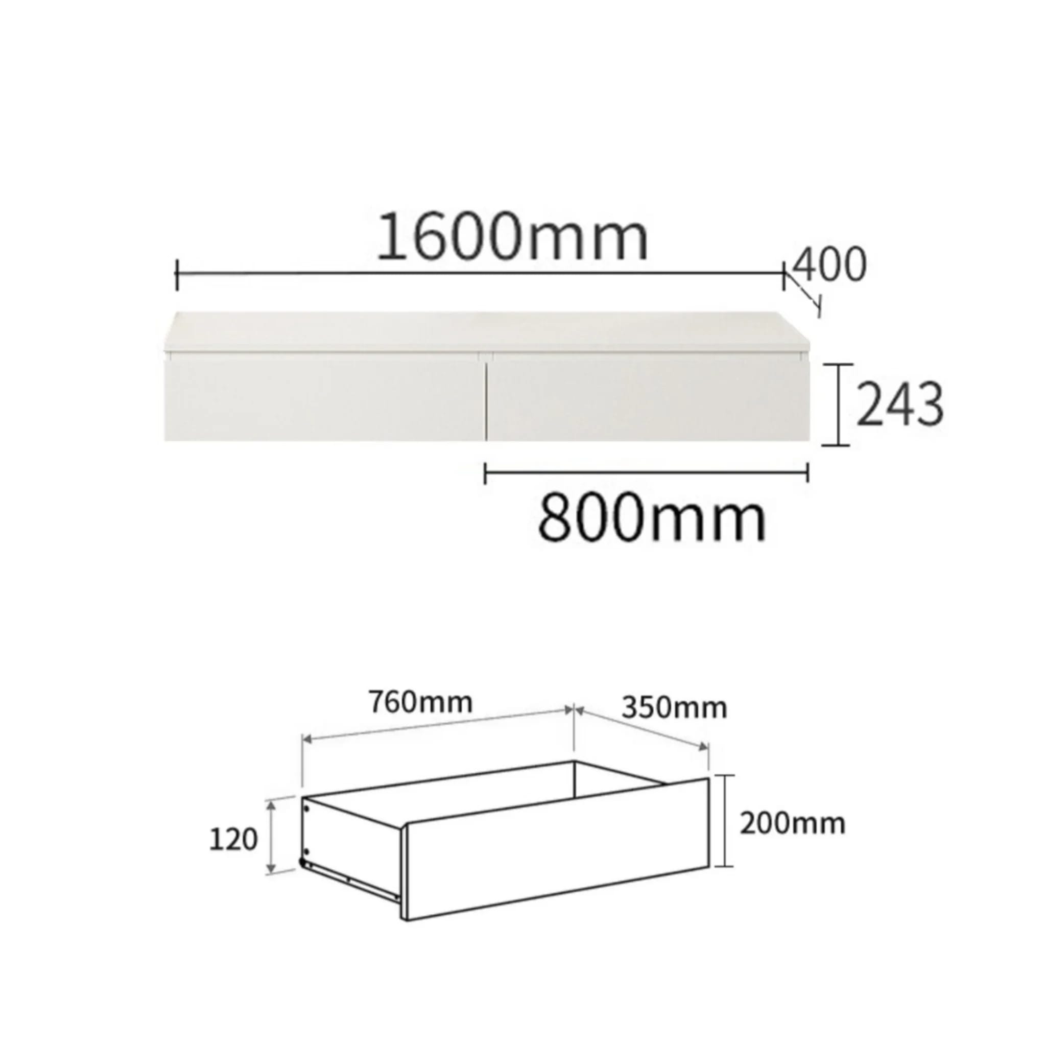 Loft Japandi Floating Entertainment Unit, W160cm, White
