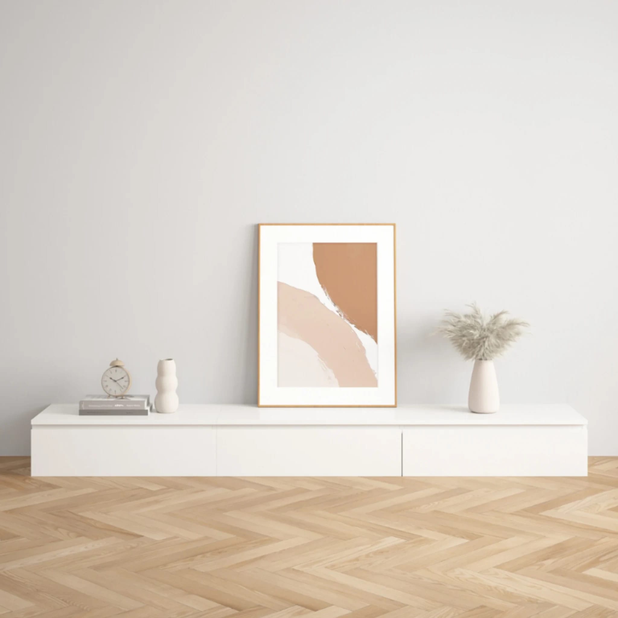 Loft Japandi Floating Entertainment Unit, W240cm, White