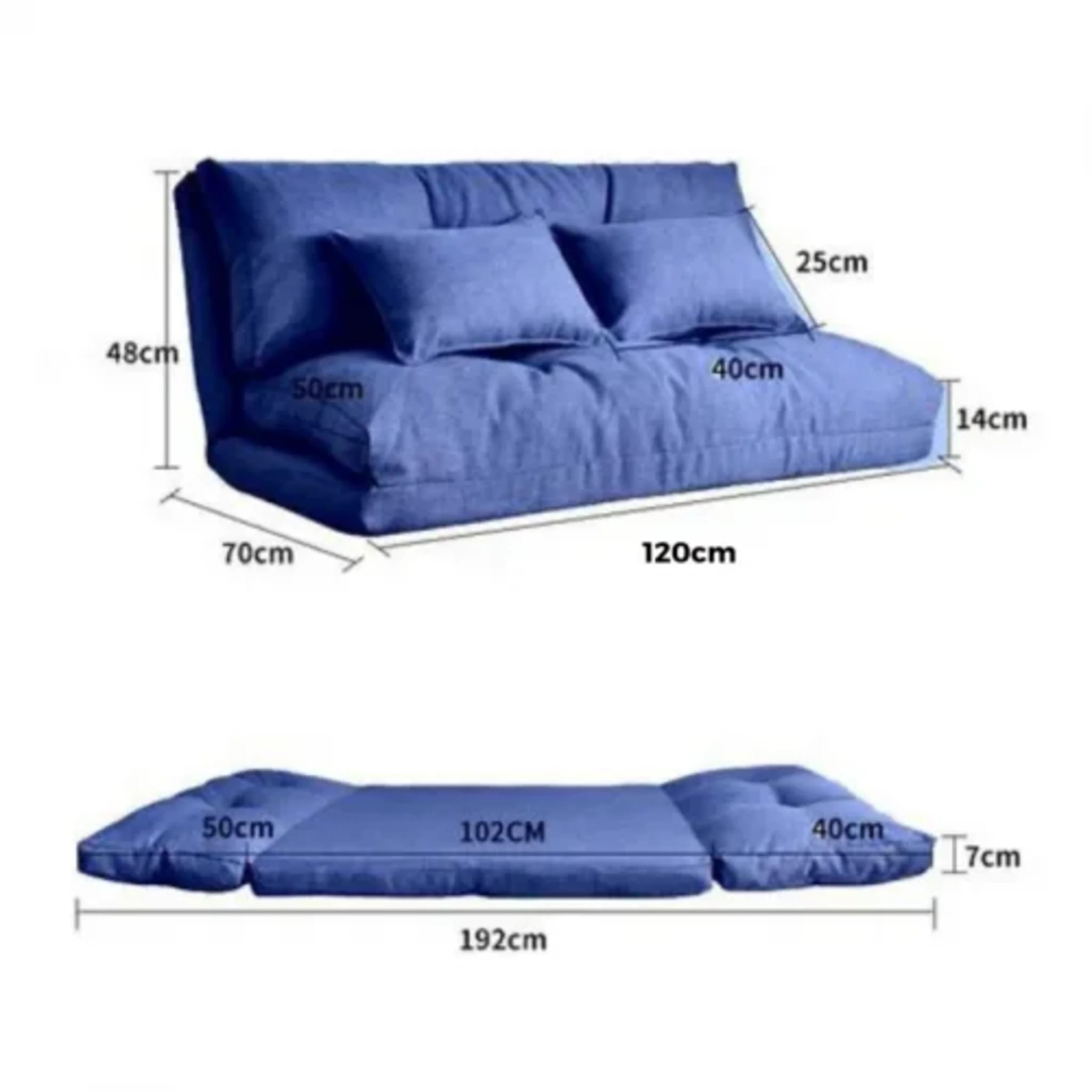 Urbana Japanese Futon Lounge 1-Seater Sofa Bed, Blue