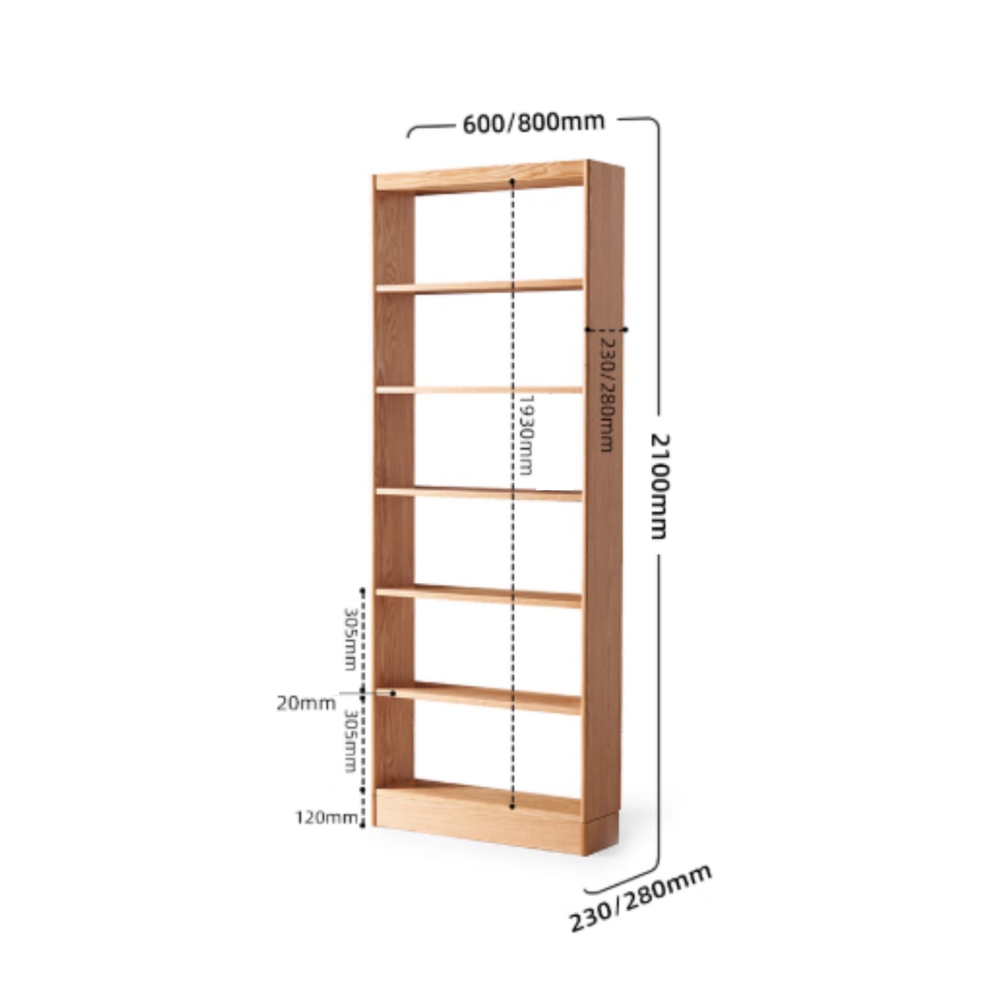 Solidwood Hemura Shelving Unit Module, Oak, W80cm
