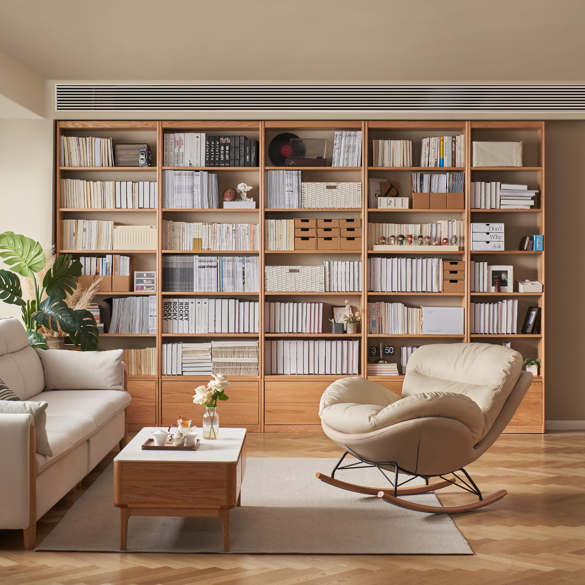 Solidwood Hemura Shelving Unit Module with 1 Drawer, Oak, W80cm
