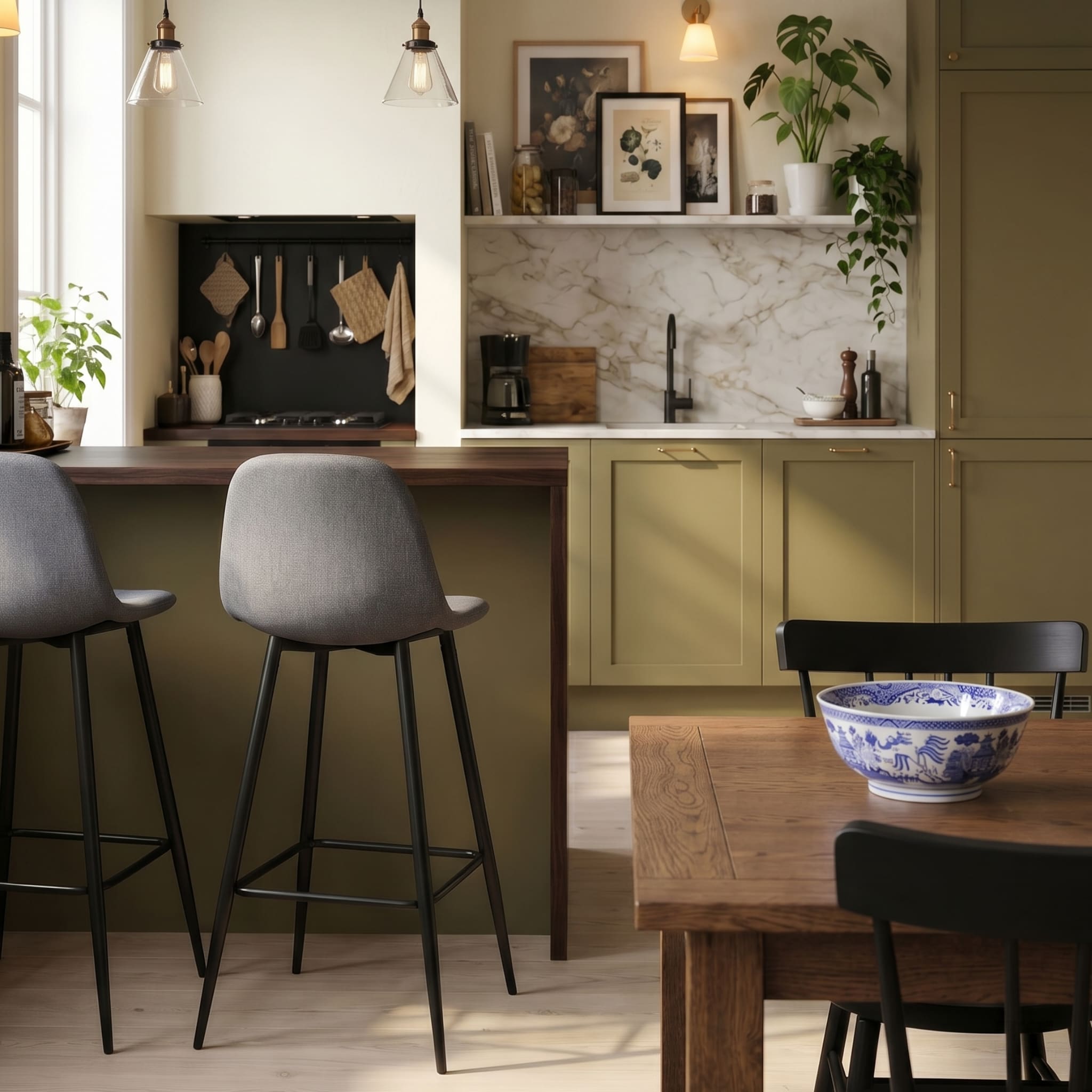 Hjem Design Vernel Counter Stool, Light Grey, Set of 2