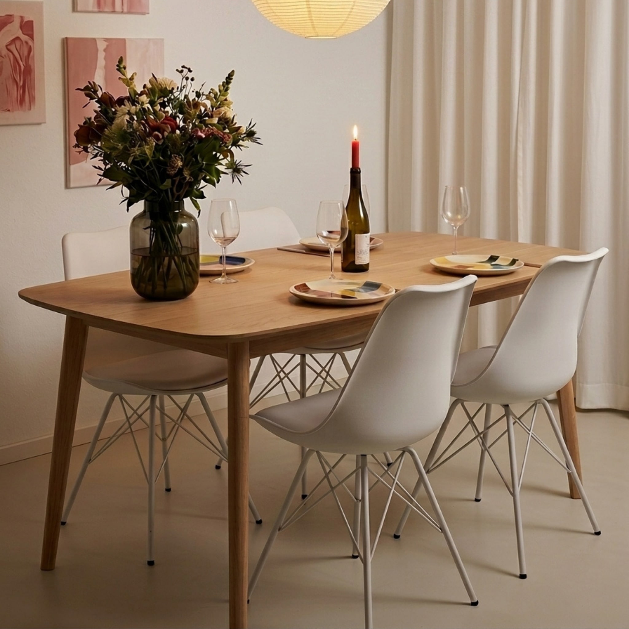 Hjem Design Nyra Dining Chair, White, Set of 2