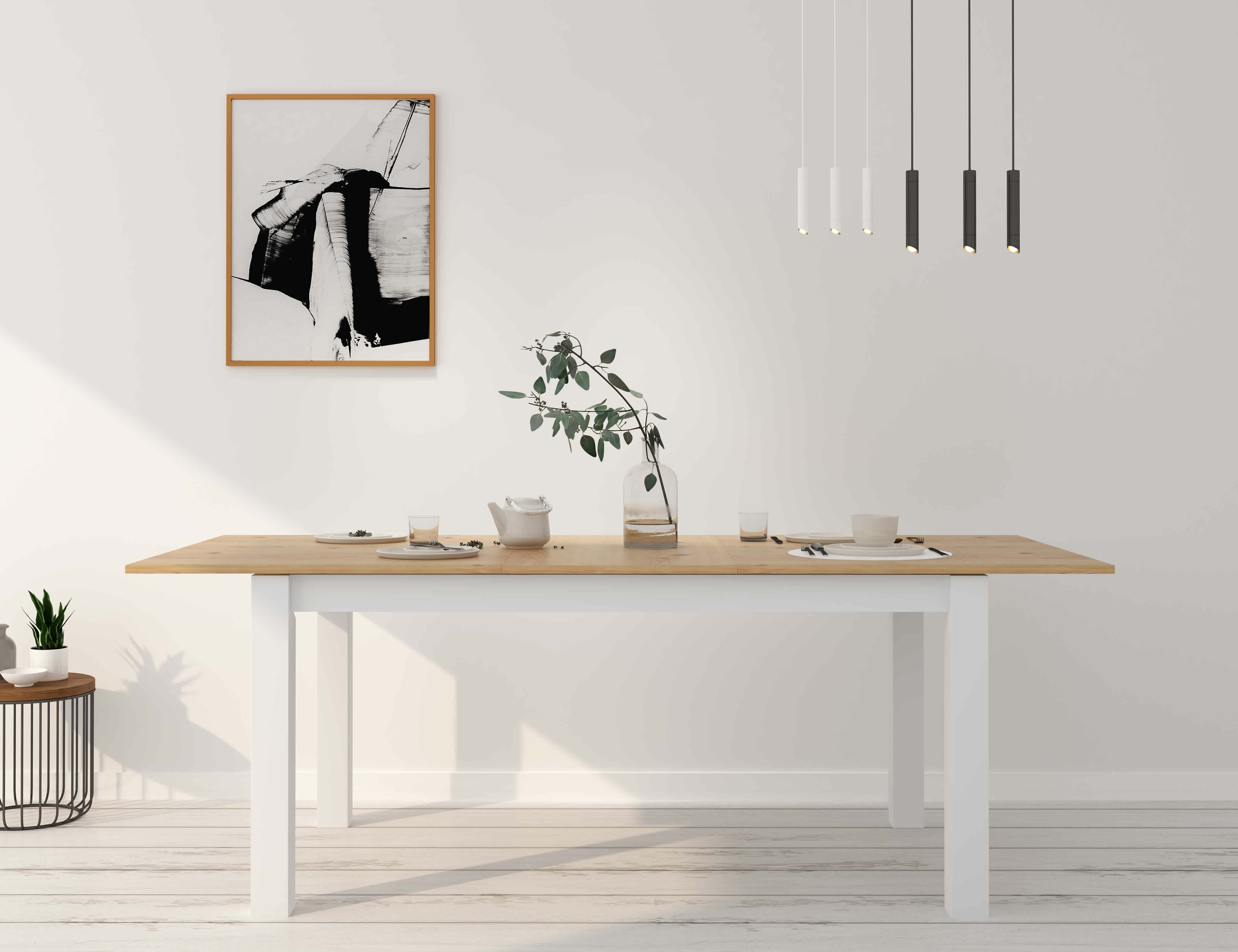 LOFT Hampton Extendable Dining Table, White & Oak Effect Top,  160/210x90x75cm | Dining Tables & Sets | Urban Sales