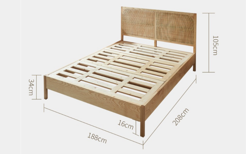 BohoBoho Costa Solid Wood & Rattan Global Super King Bed Frame