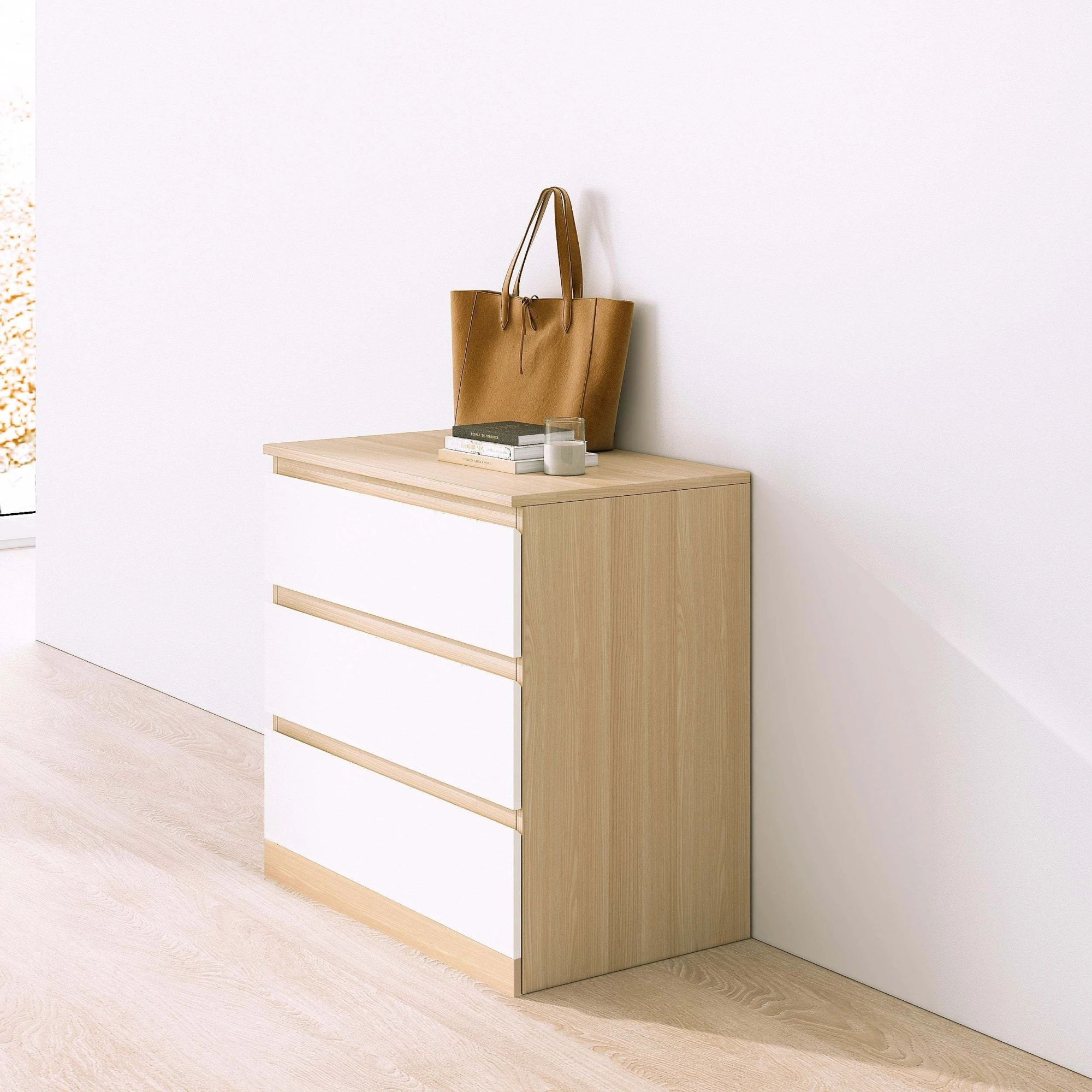 Loft Ensio Chest of 3 drawers, White & Natural Wood