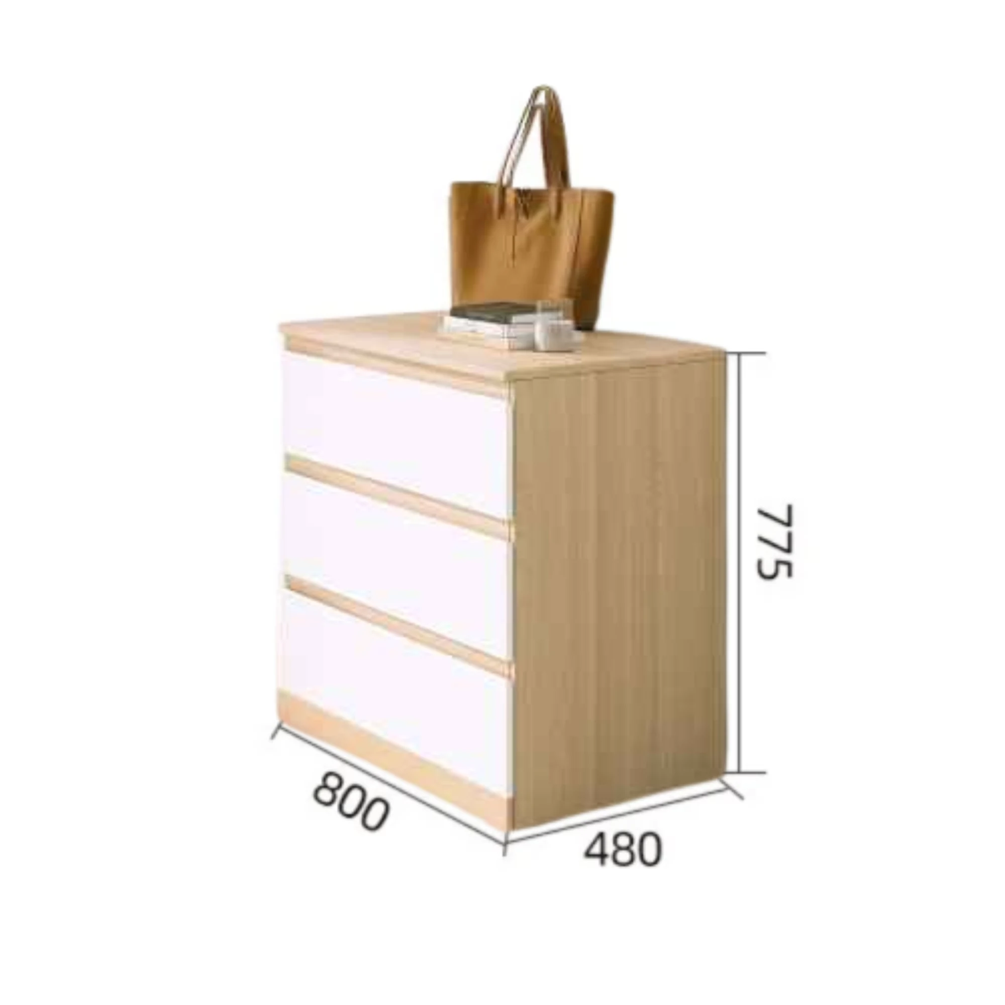 Loft Ensio Chest of 3 drawers, White & Natural Wood