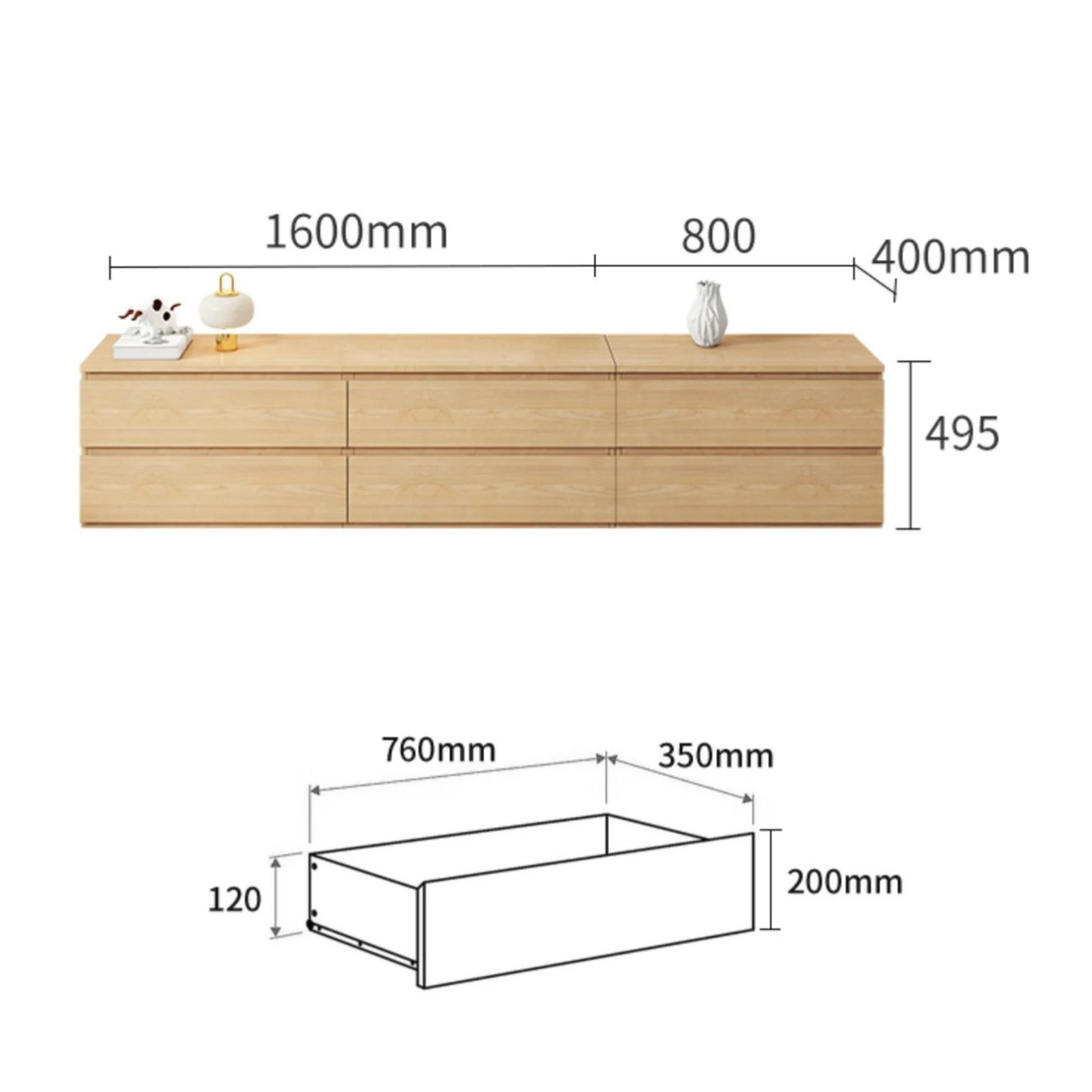 Loft Ensio Entertainment Unit, 240cm, Natural Wood