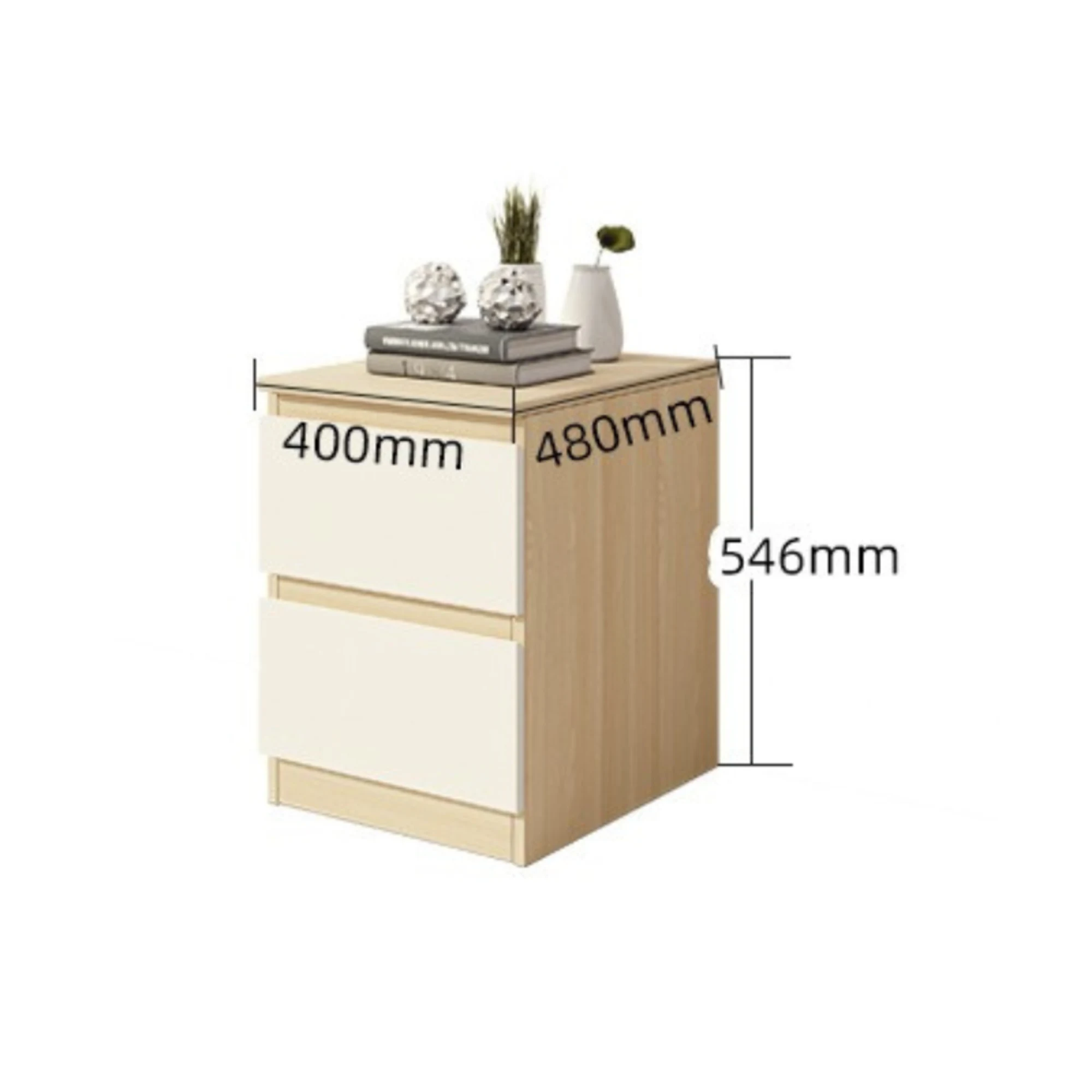 Loft Ensio Bedside Table, White & Natural Wood