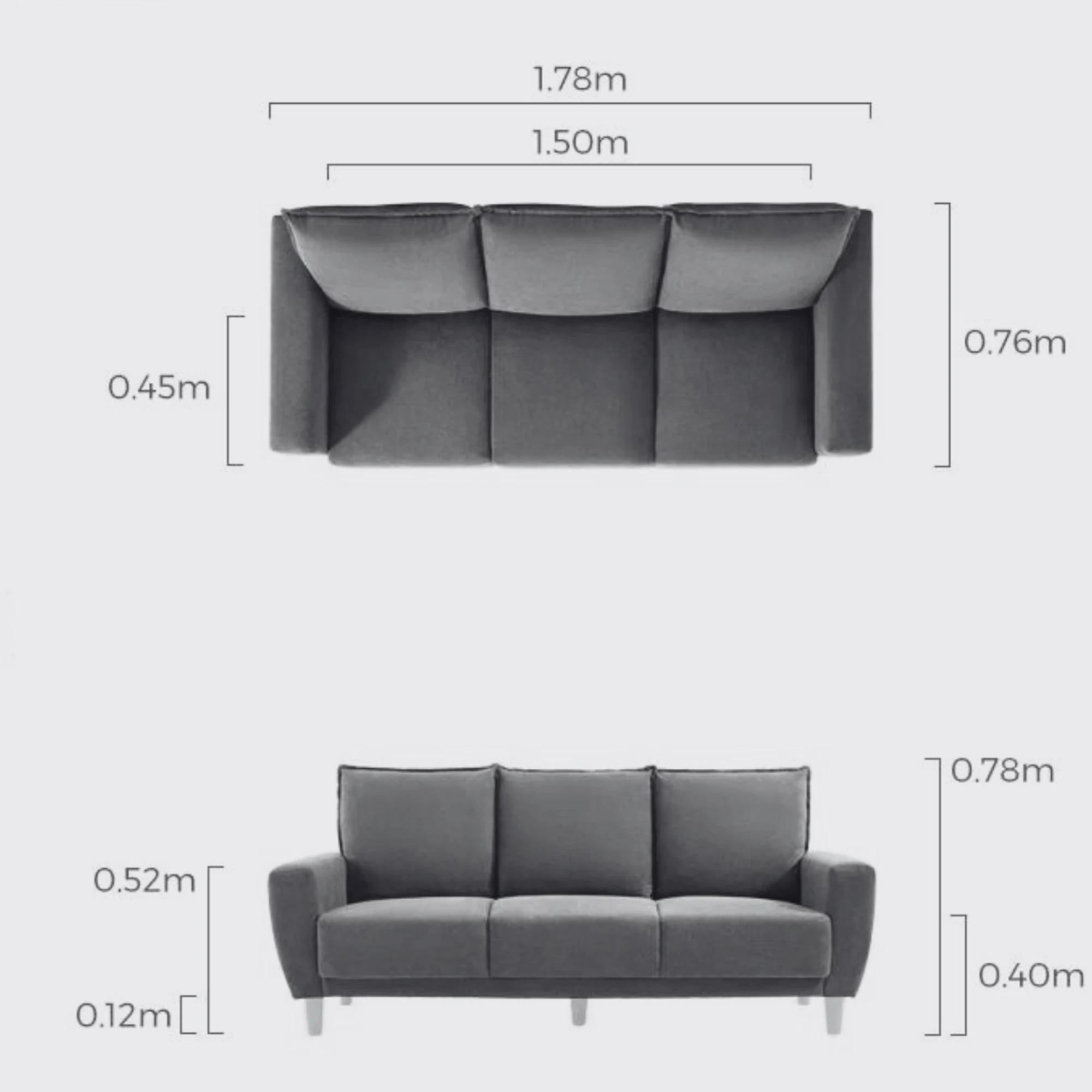 Linspire Essence 3-Seater Sofa, Grey