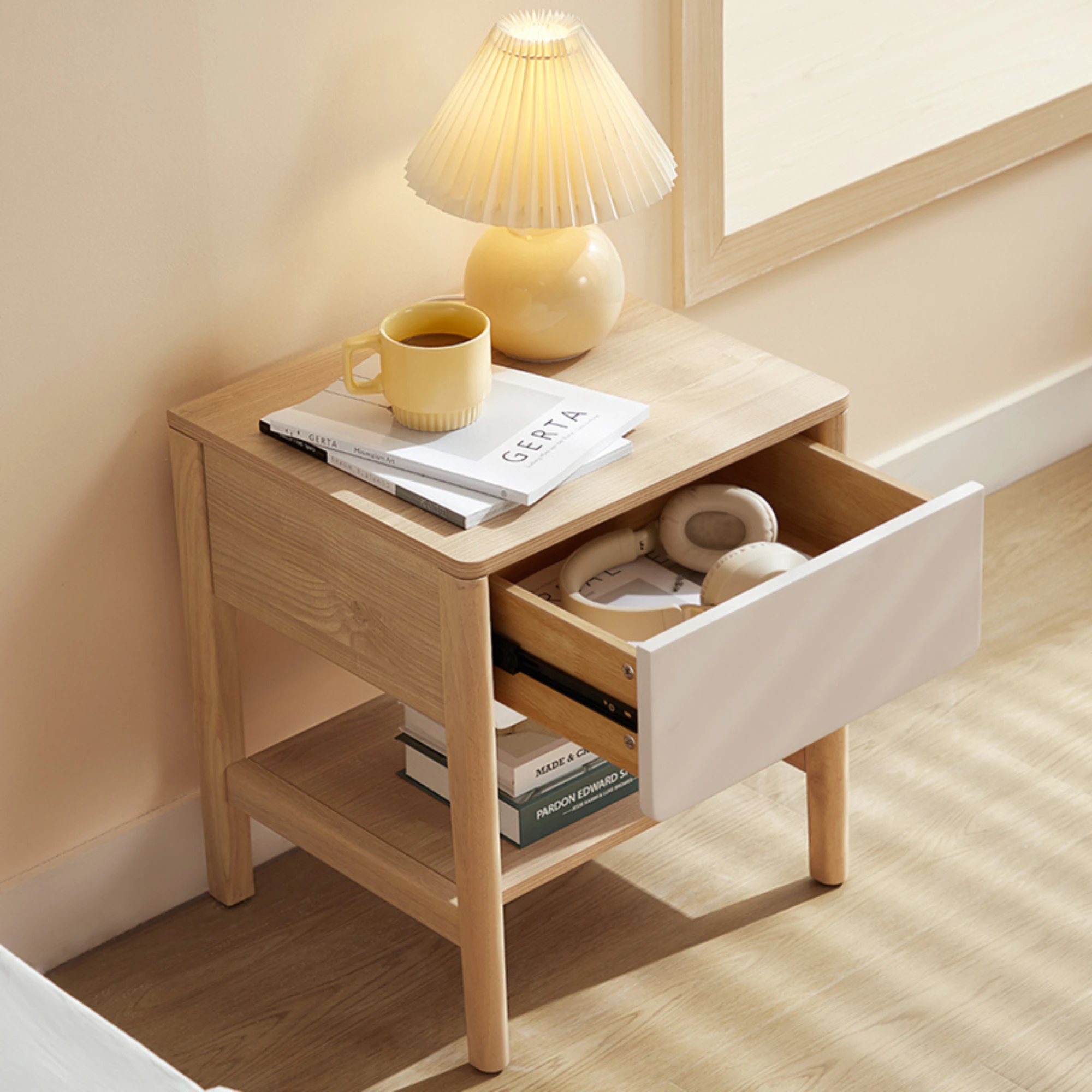Linspire Evelyn Bedside Table, Natural Wood