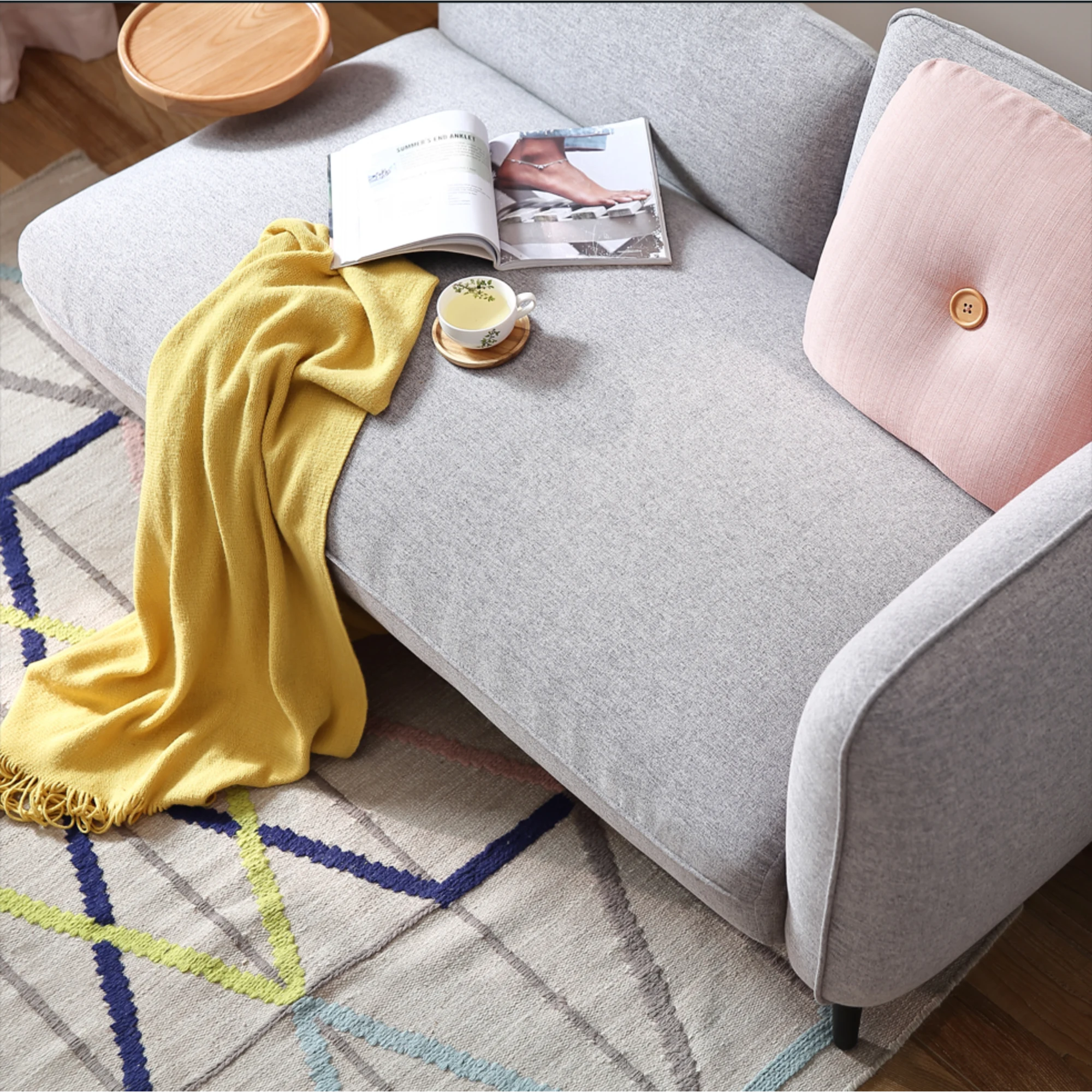 Linspire Flux 2-Seater Sofa with Sidetable, Left Armrest, Mist