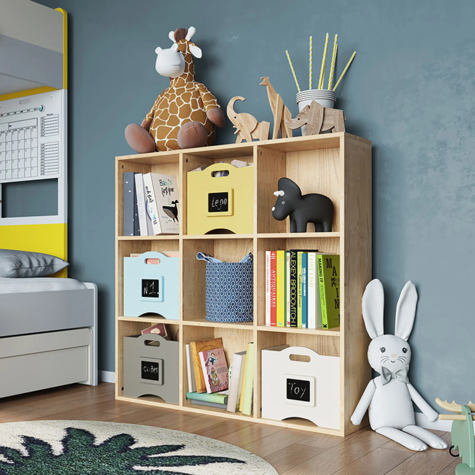 Linspire Geo 9 Cube Storage Unit, Natural Wood
