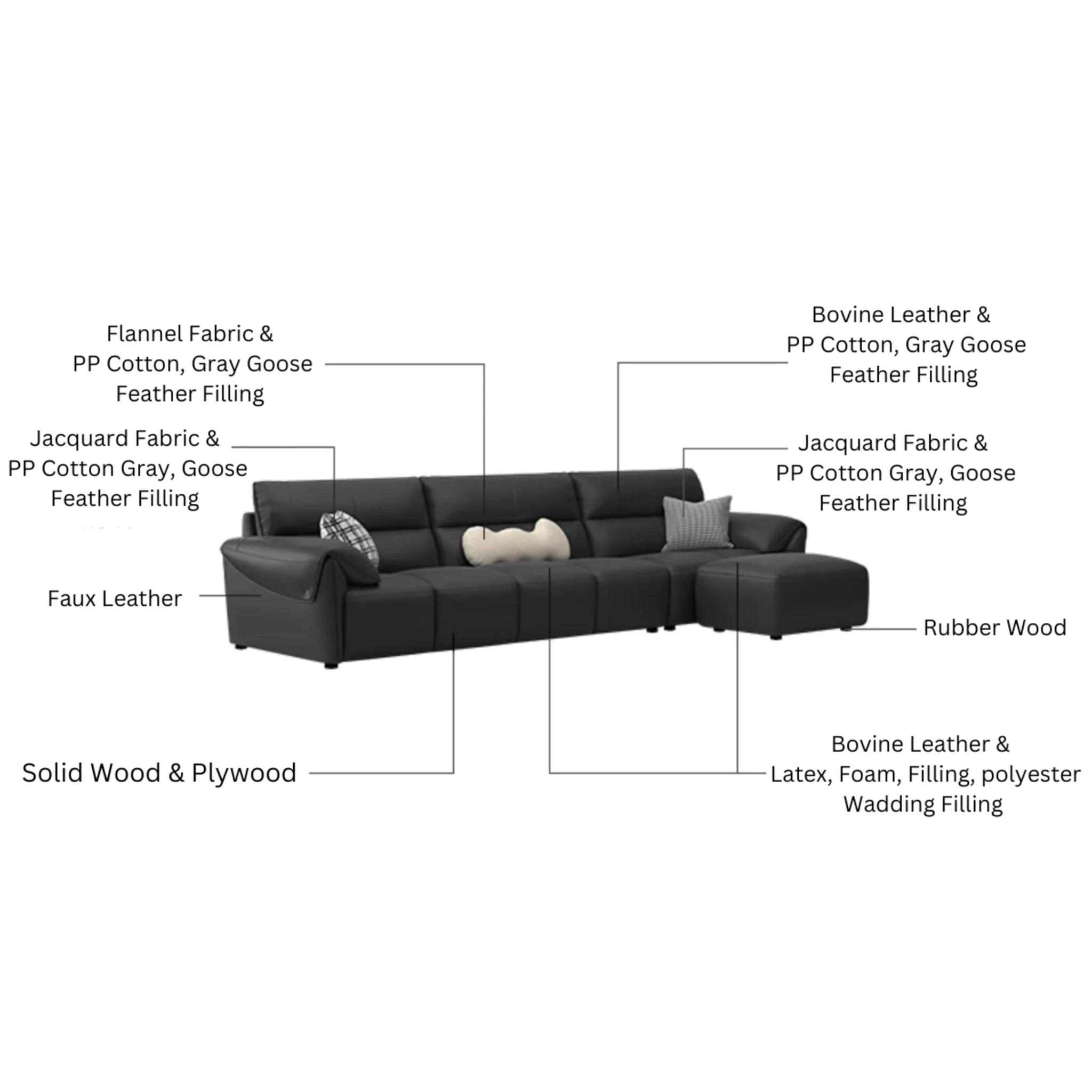 Linspire Plume Leather 4-Seater Sofa, Sand