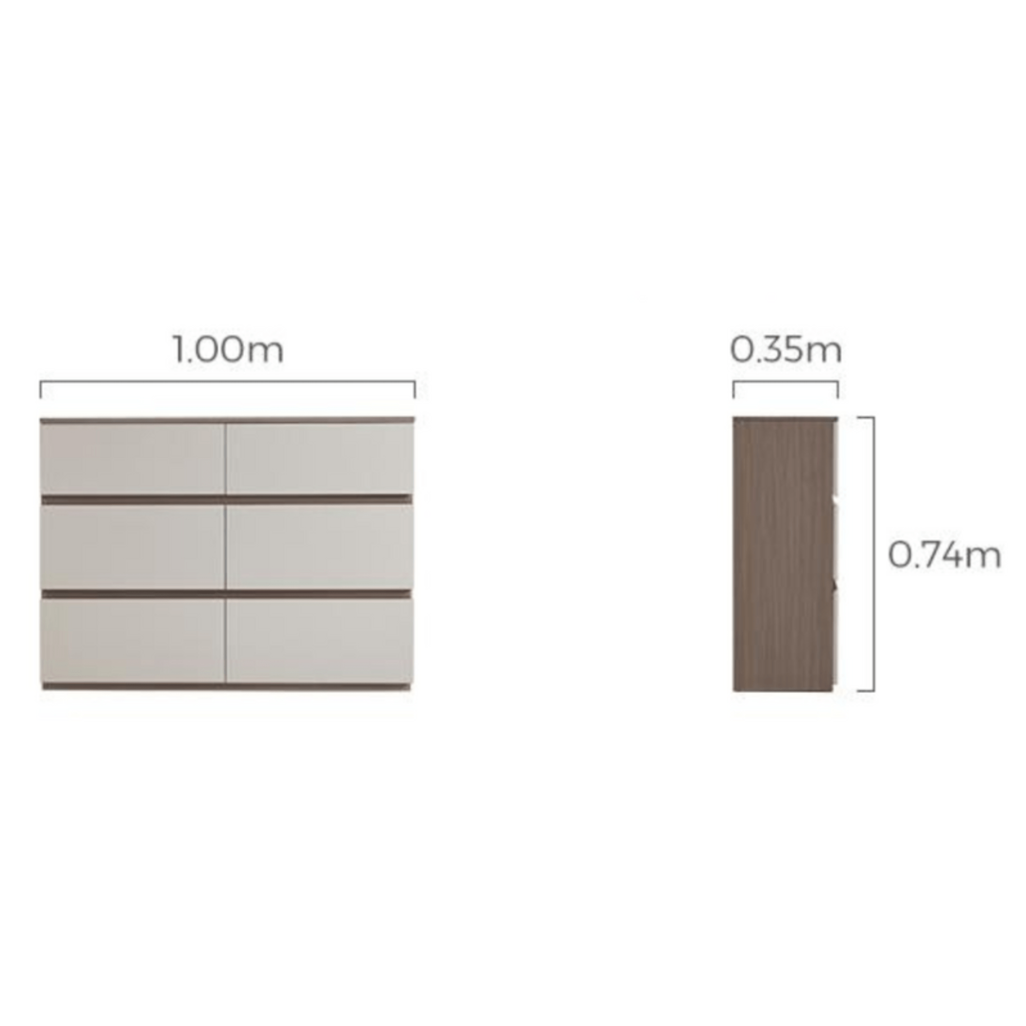 Linspire Rena Chest of 6 Drawers, Grey & Dark Wood