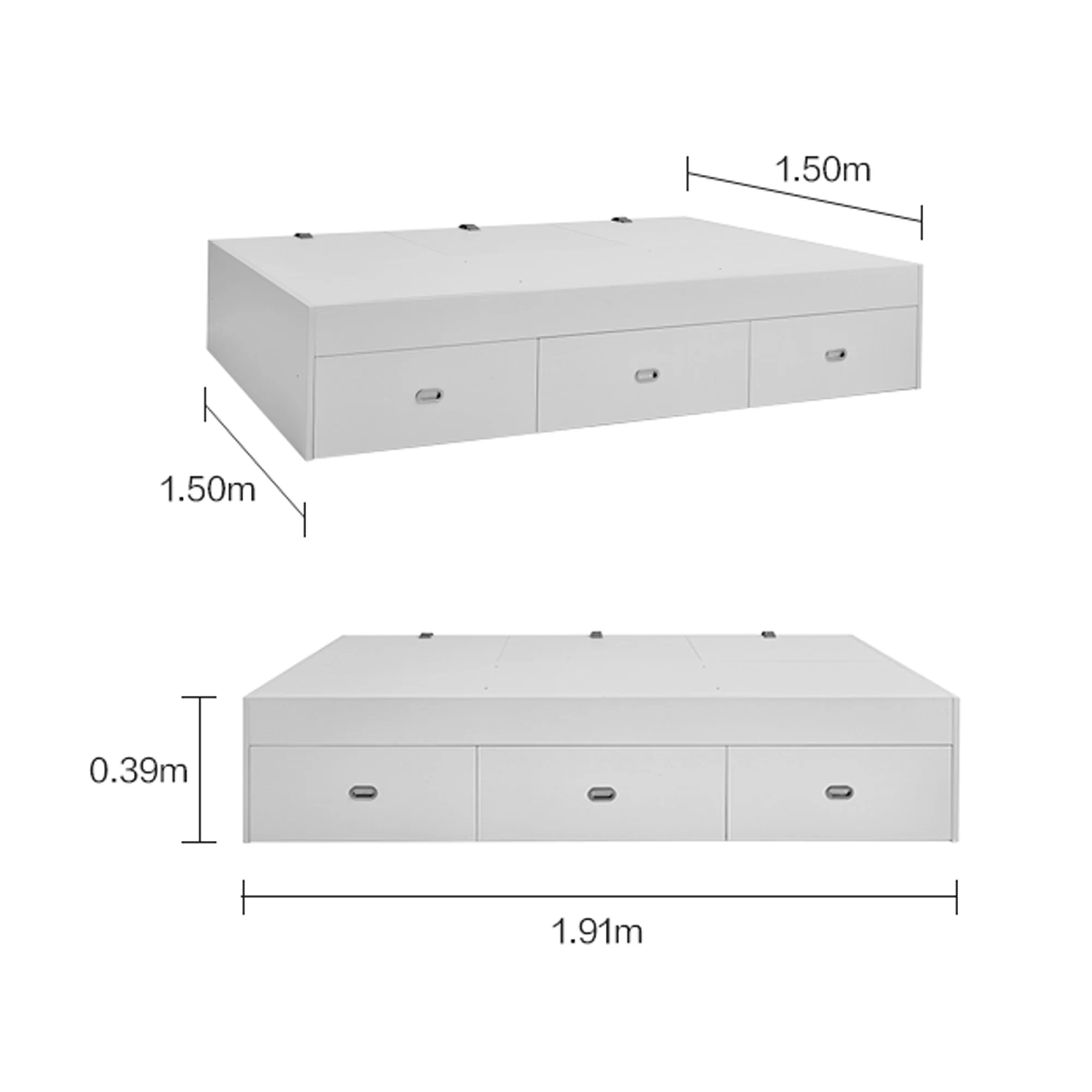 Linspire Royale Global Short Queen Bed Frame with Storage Headboard, Natural Wood