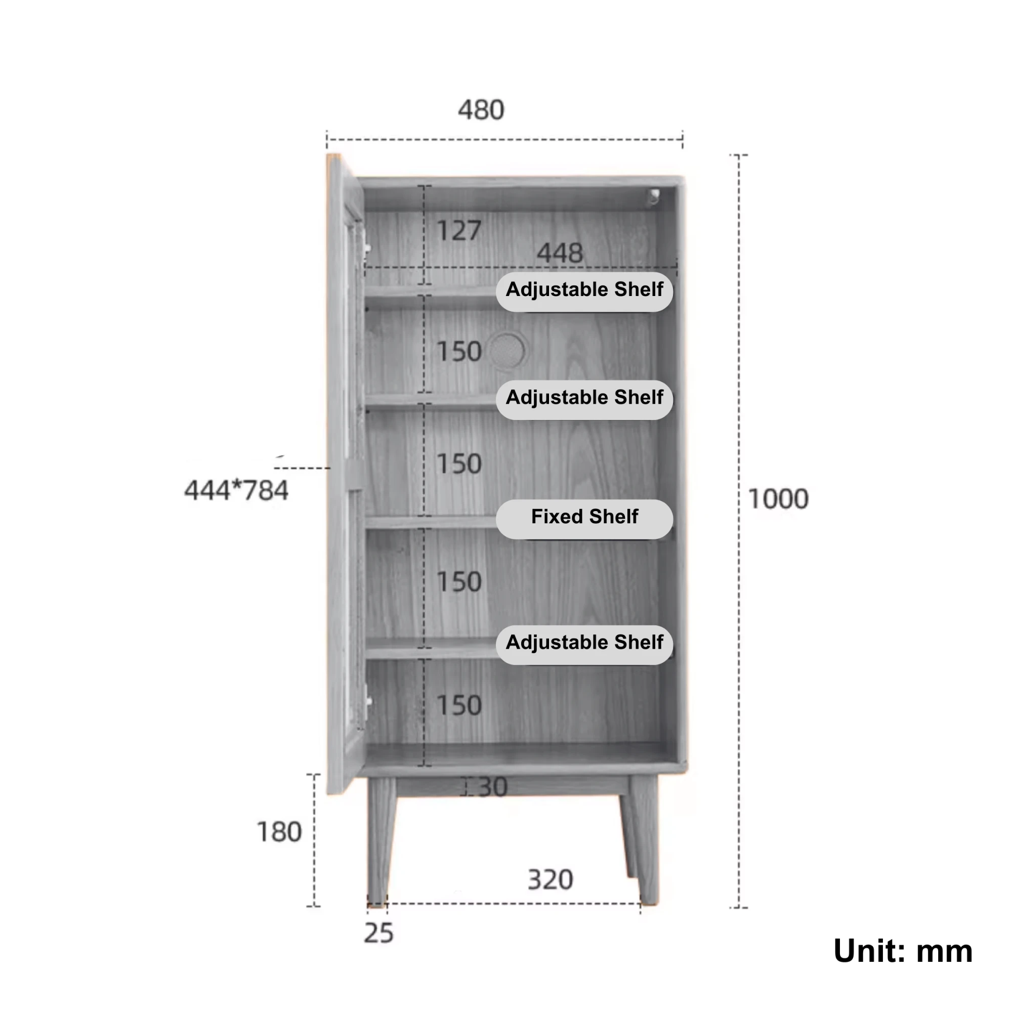 Solidwood Bailey Shoe Cabinet, 48x35cm, Dark Wood