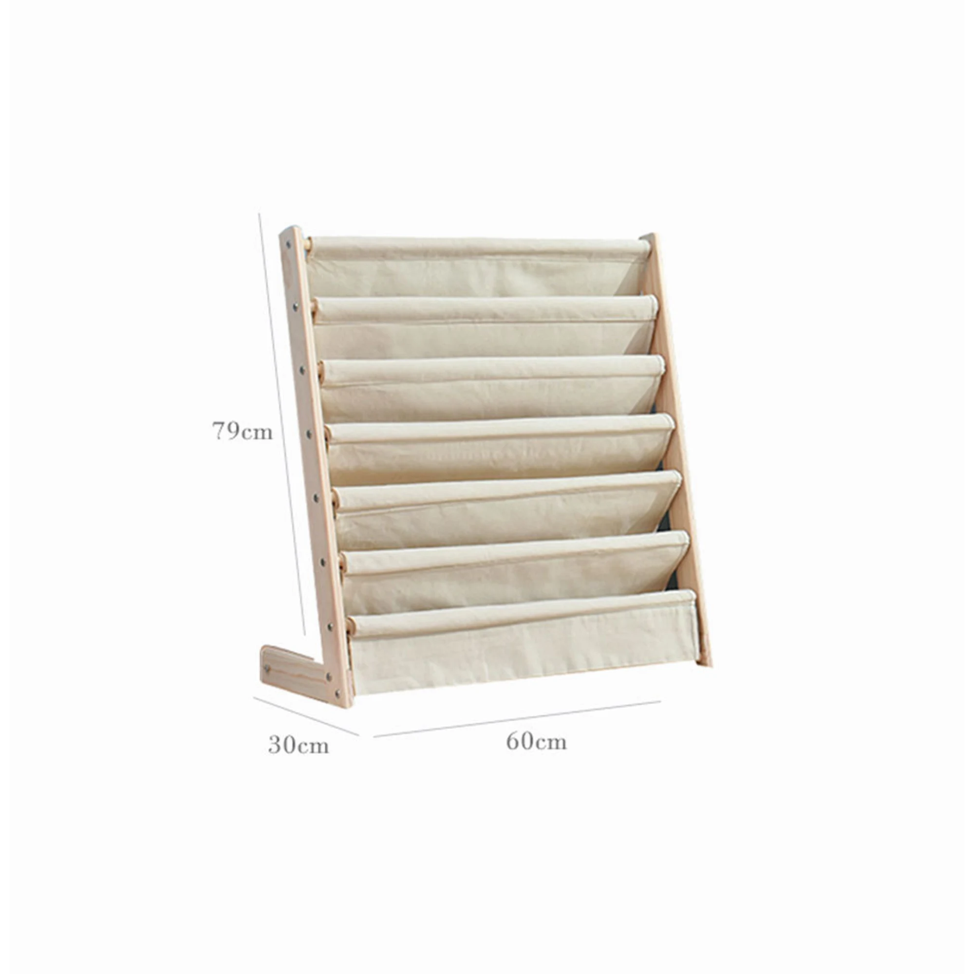 Alpaka Libby Solid Pine Canvas Bookshelf, Natural Wood