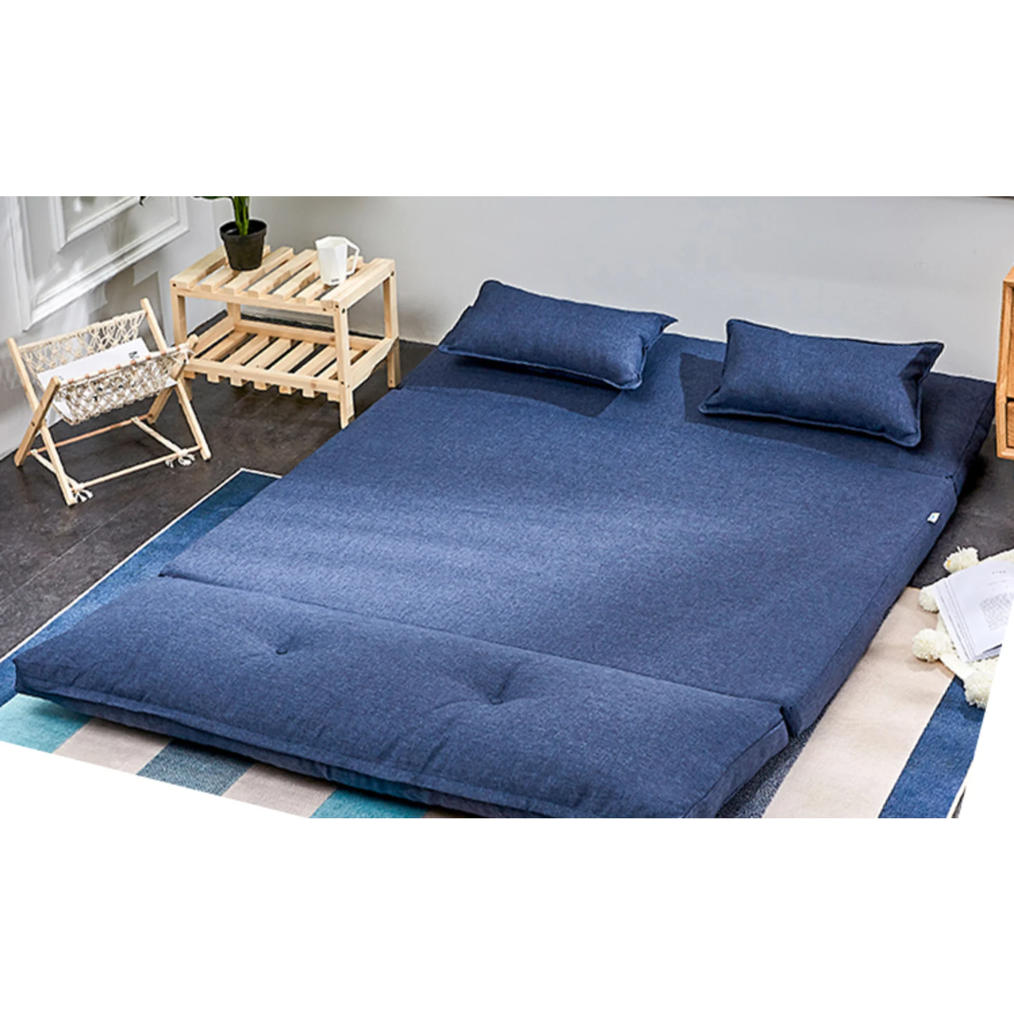 Urbana Japanese Futon Lounge 2-Seater Sofa Bed, Blue, 150cm