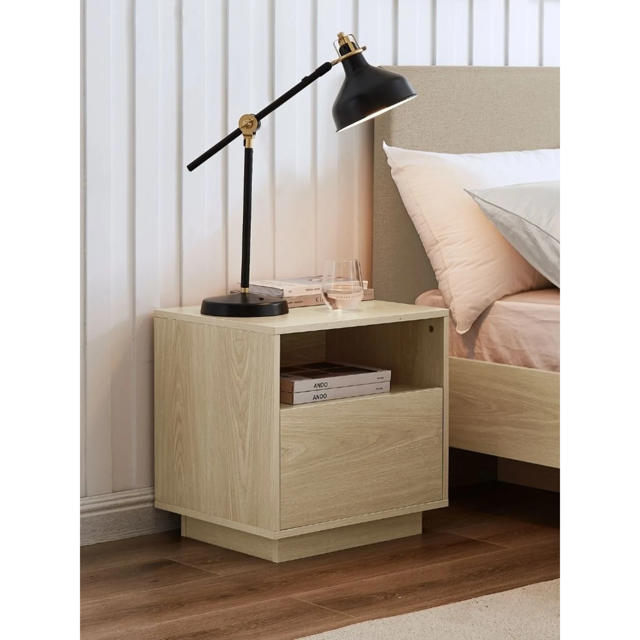 Lifely Nook Bedside Table, Natural Wood