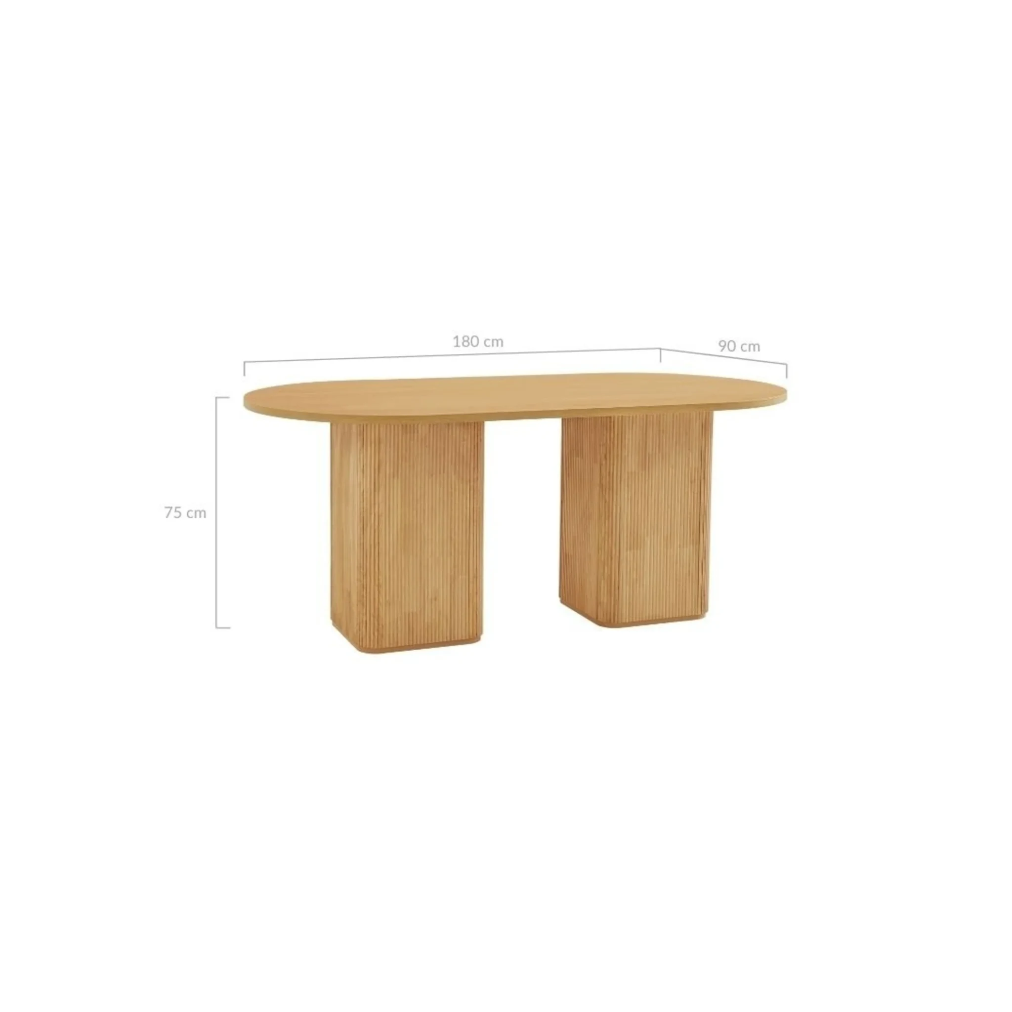 Lifely Tate Ripple Oval Dining Table, Natural Wood