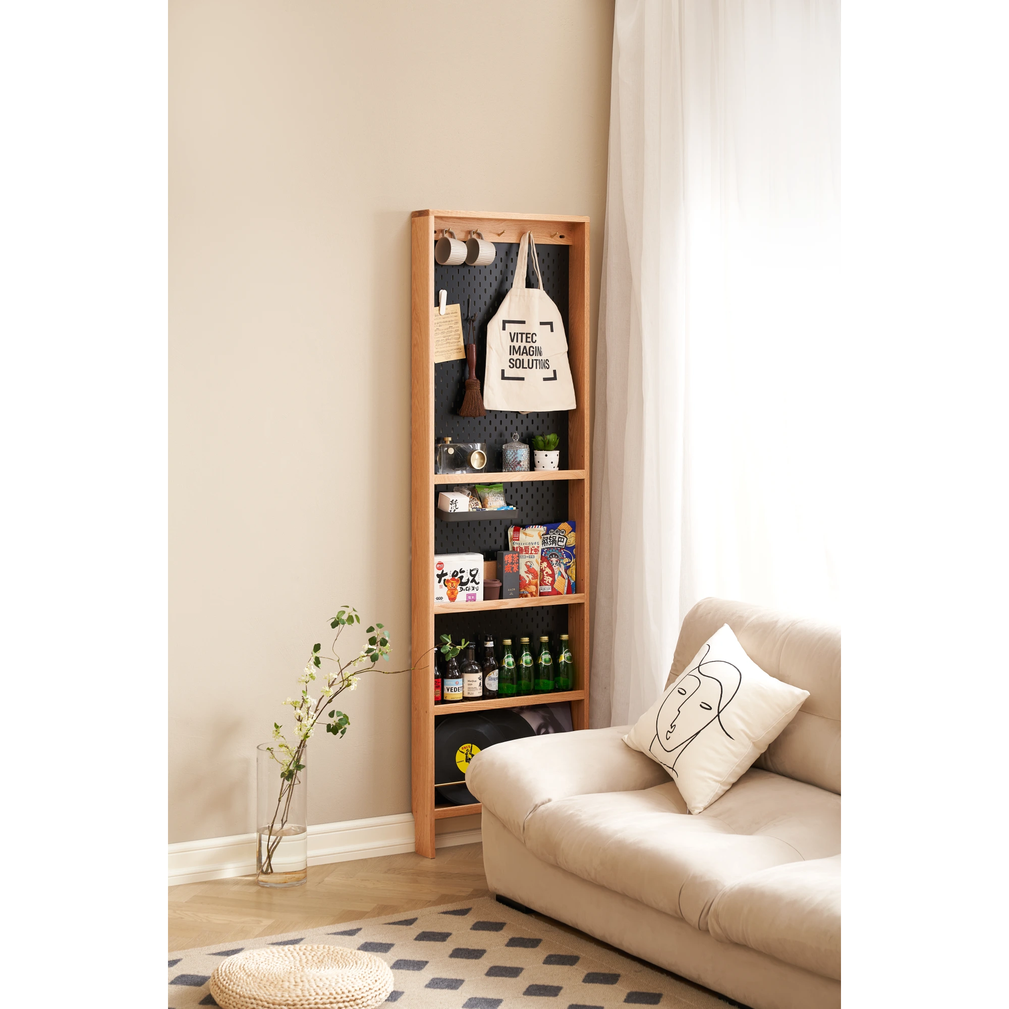 Solidwood Amber Pegboard Storage Rack
