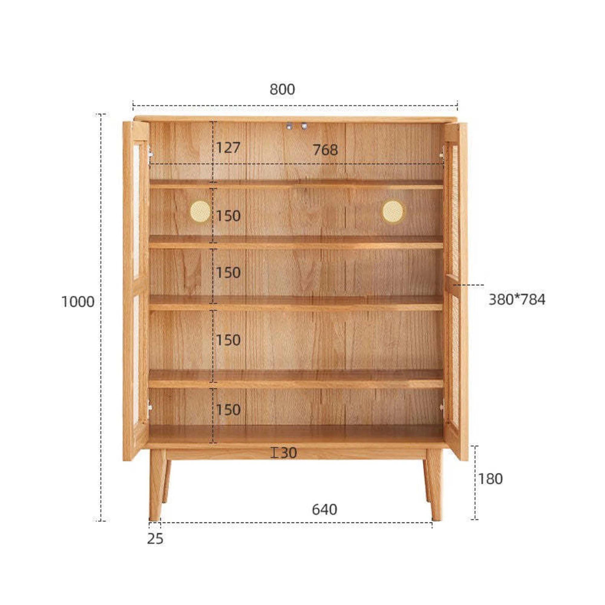 Solidwood Bailey Shoe Cabinet, 80x35CM, Natural Wood