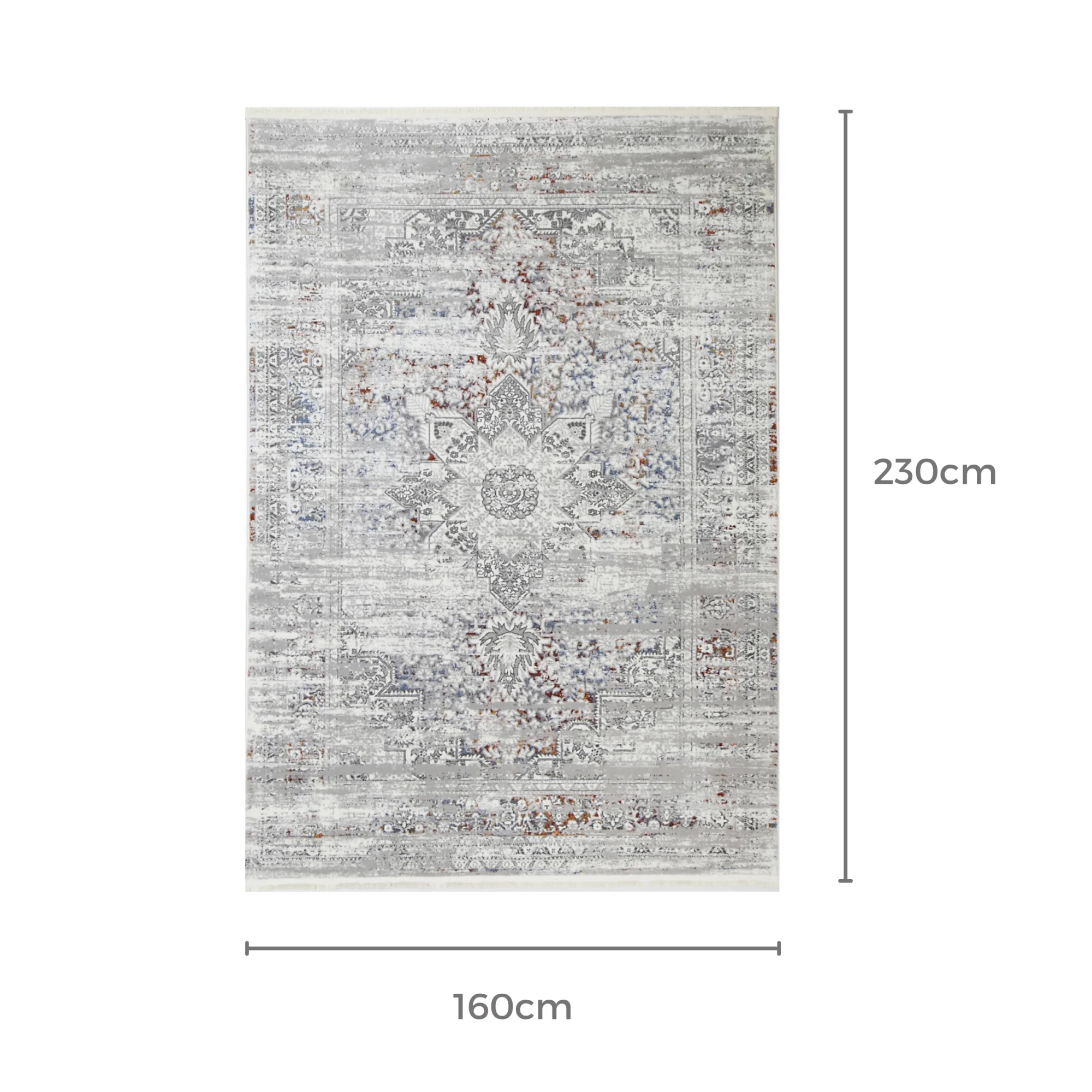 DreamWeaver Odyssey Vintage Rug, Grey Multi, 160x230cm