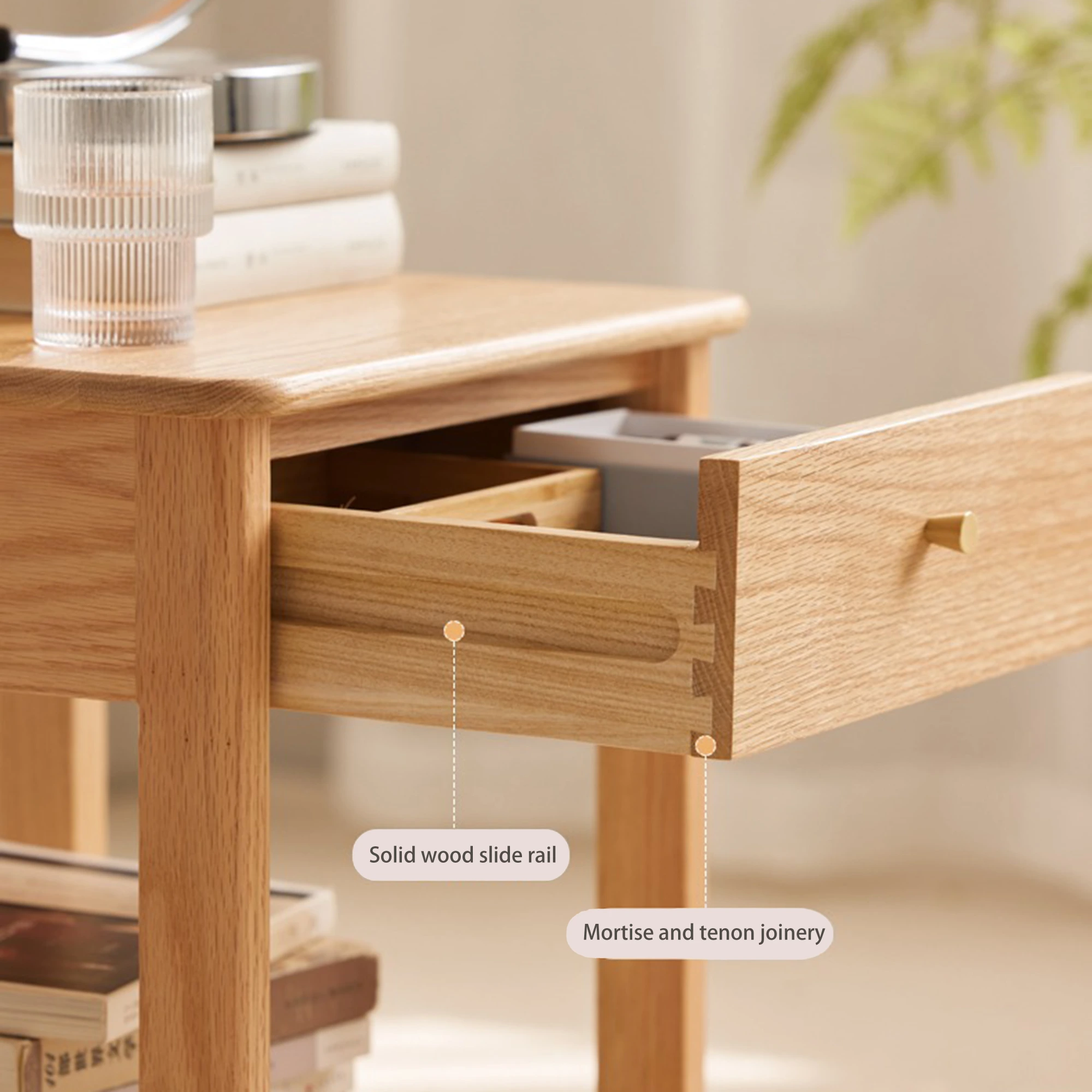 Solidwood Kano Bedside Table, 38x35x47cm, Dark Wood