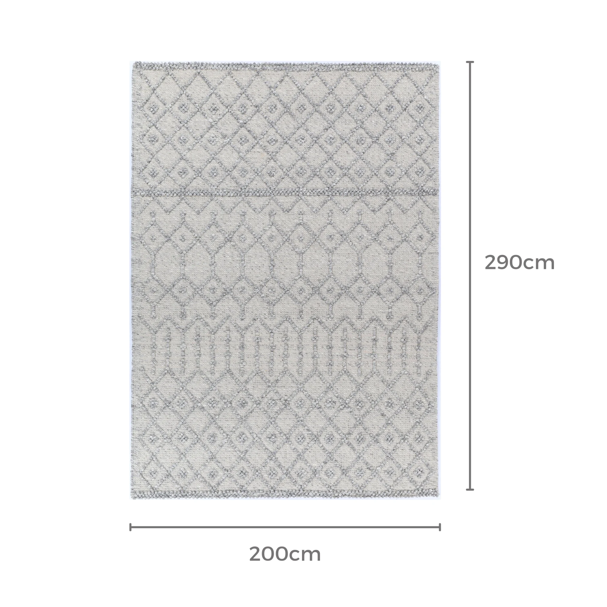 Wild Yarn Dream Wool and Cotton Rug, Steel, 200x290cm