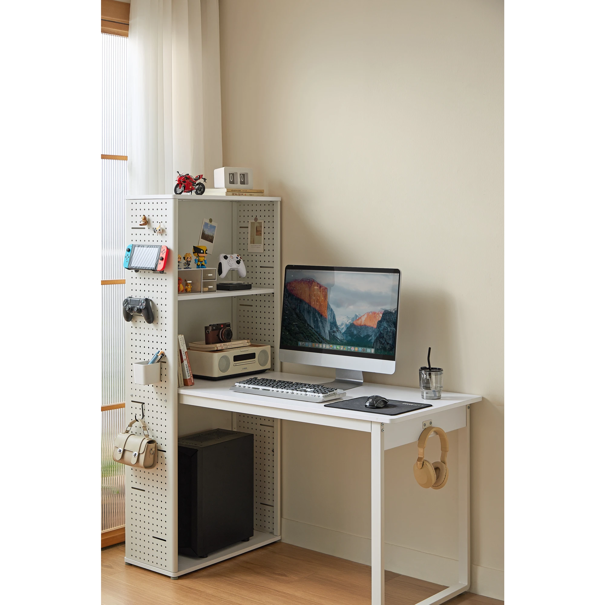 Linspire Ascend Desk with Shelves, White