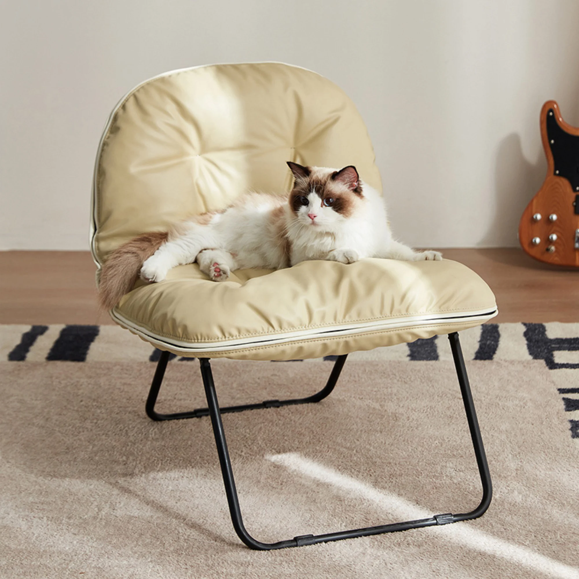 Linspire Mirage Leather Folding Chair, Beige