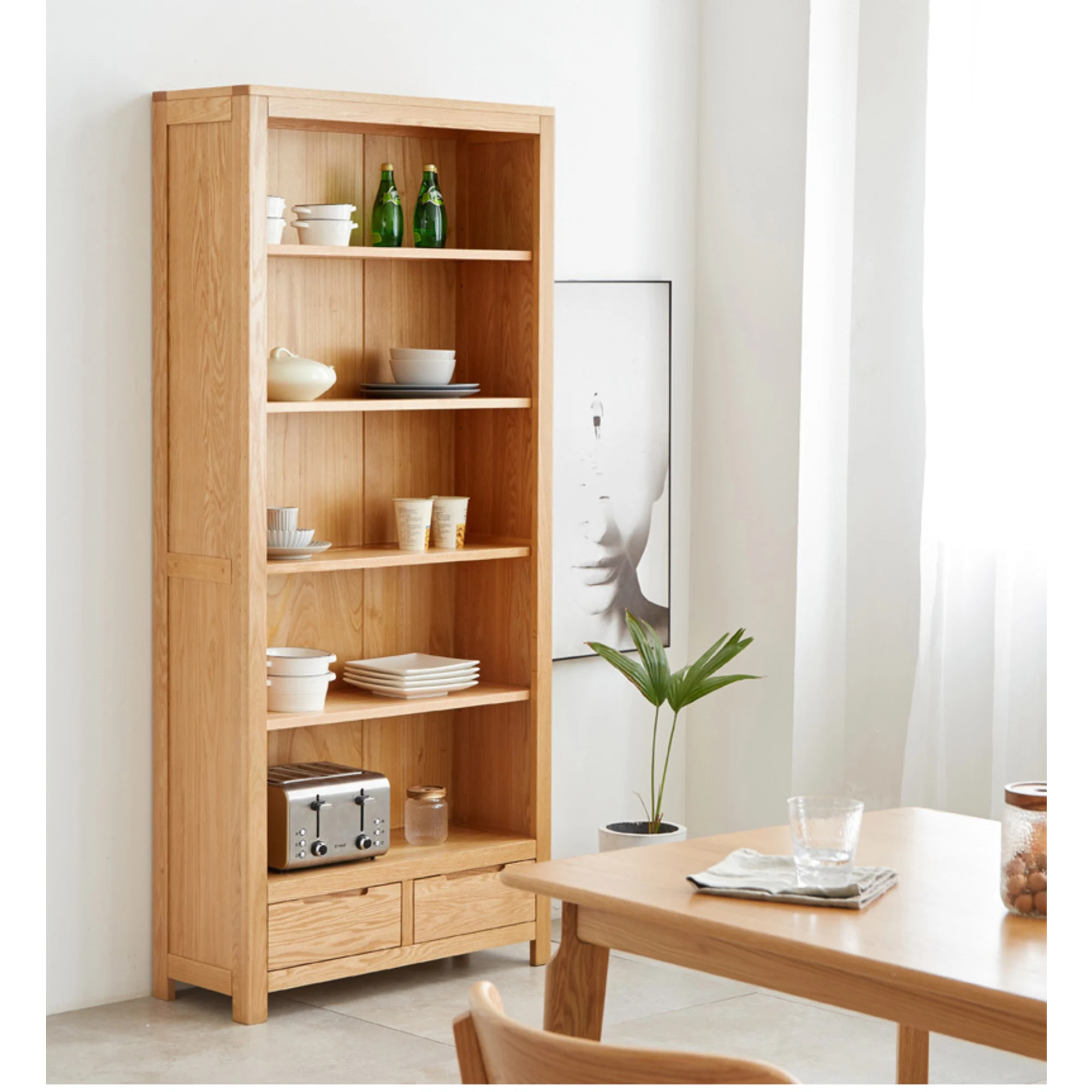 Solidwood Norway Bookcase, 100x32CM, Natural Wood