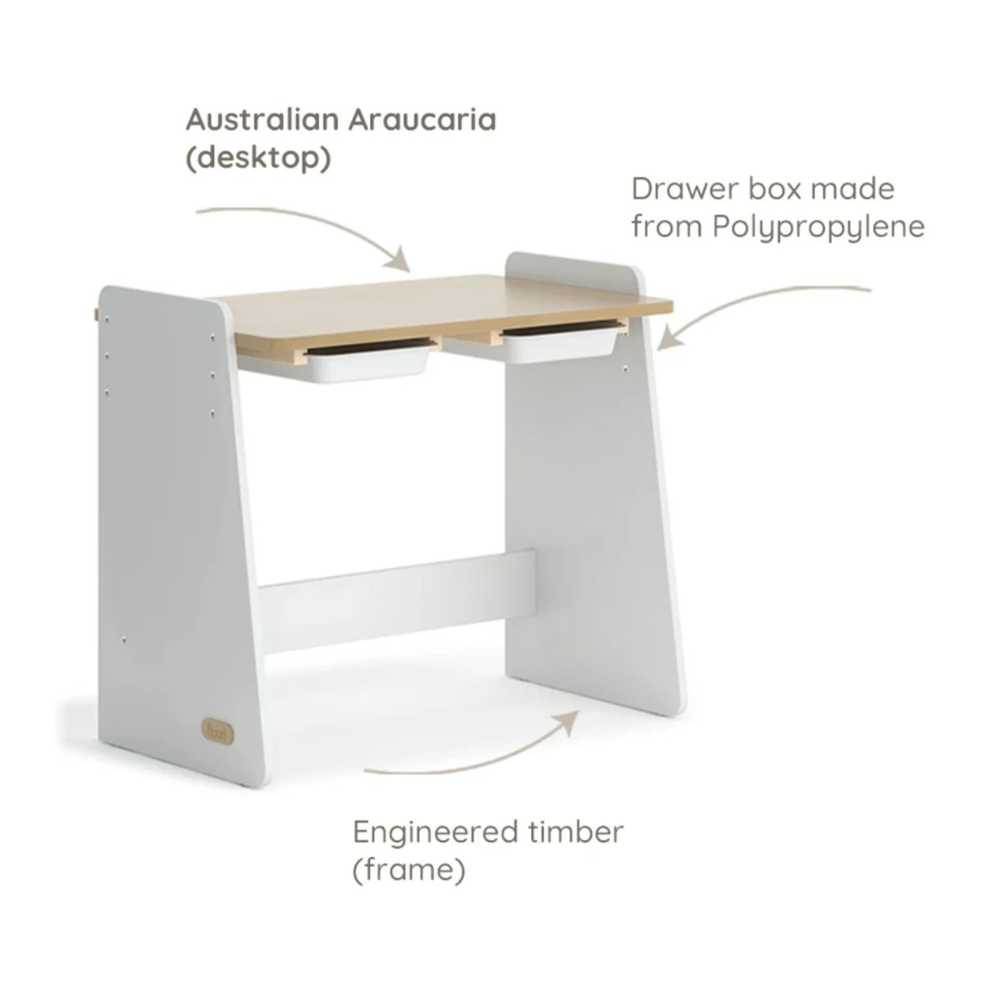 Boori Natty Kids Desk, Barley White
