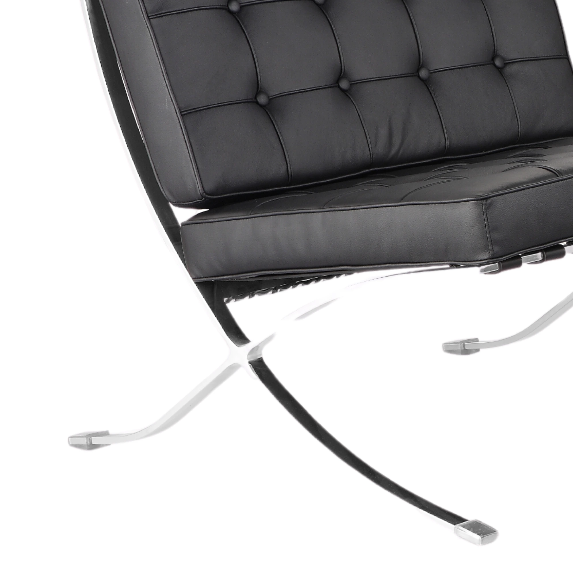 MODE Mies Van Der Rohe Barcelona Chair with Ottoman Replica, 1-Seater