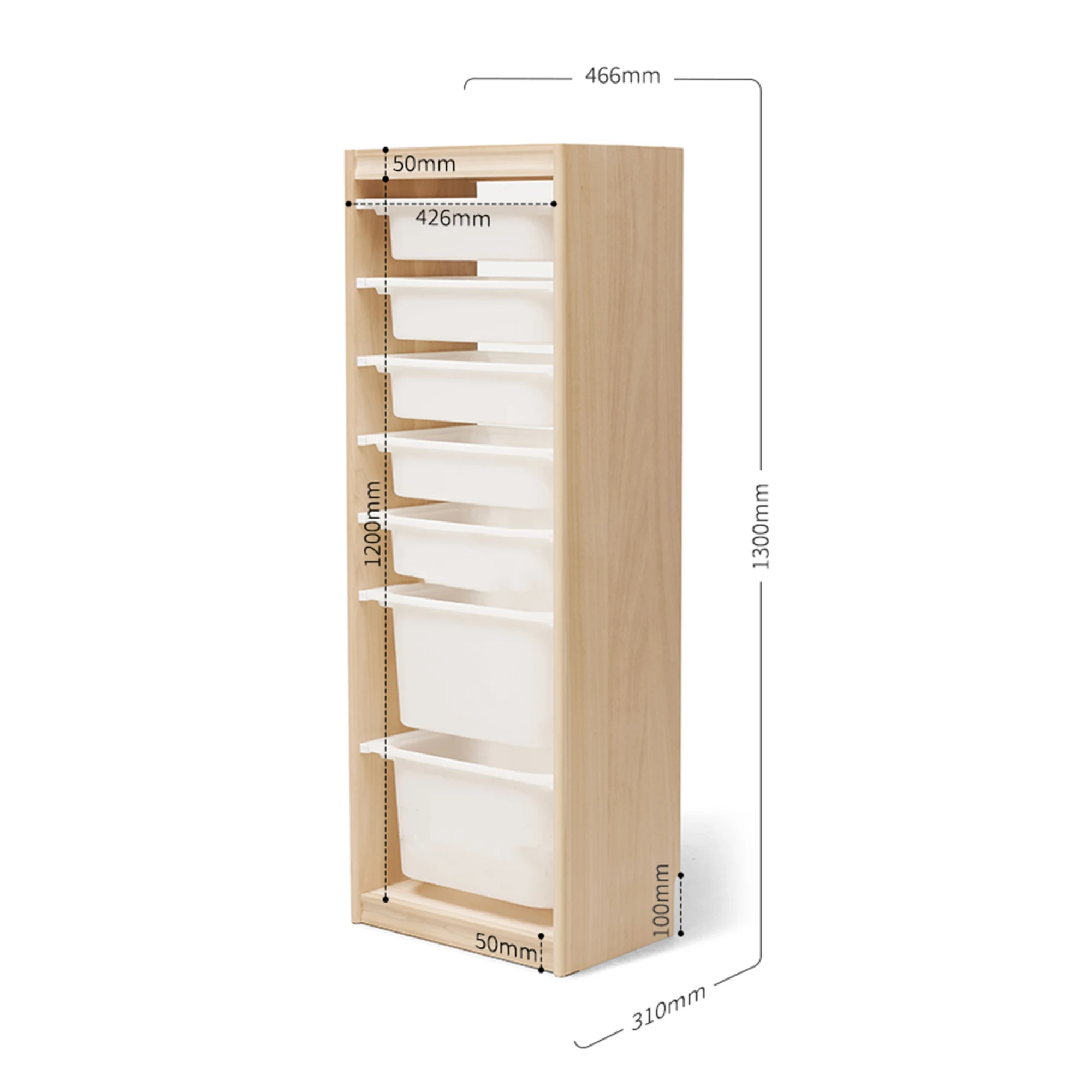 Solidwood Mio Kids Toy Storage Combination with 7 Boxes