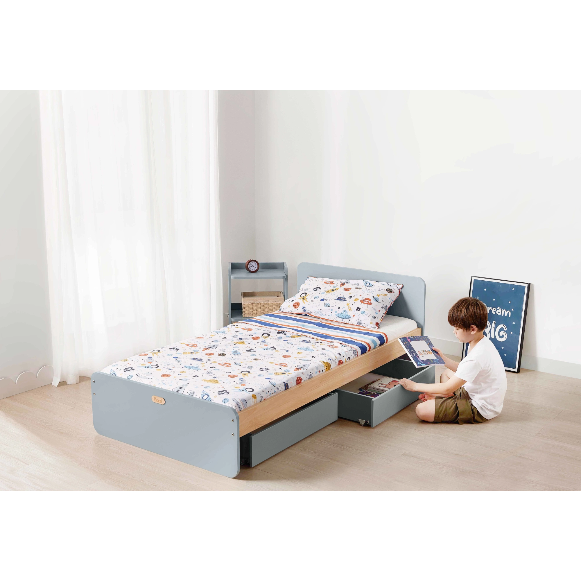Boori Neat Kids NZ Single Bed with Spring Mattress, Blueberry