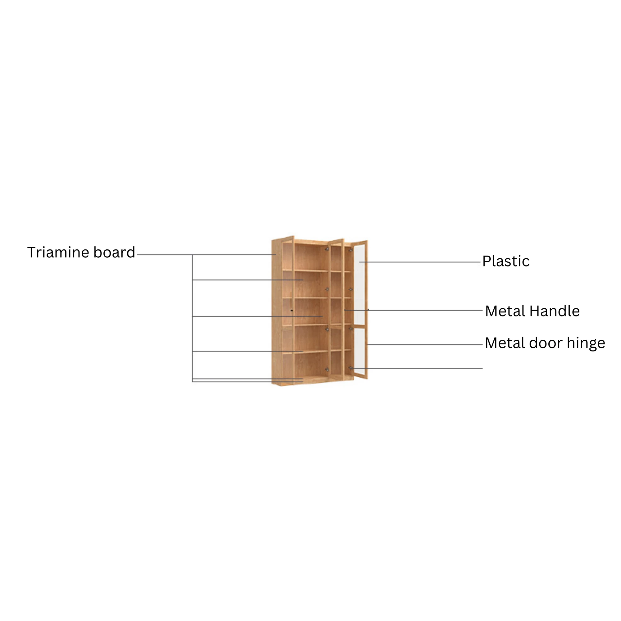 Linspire Prism 3 Plastic Door Bookcase, Natural Wood