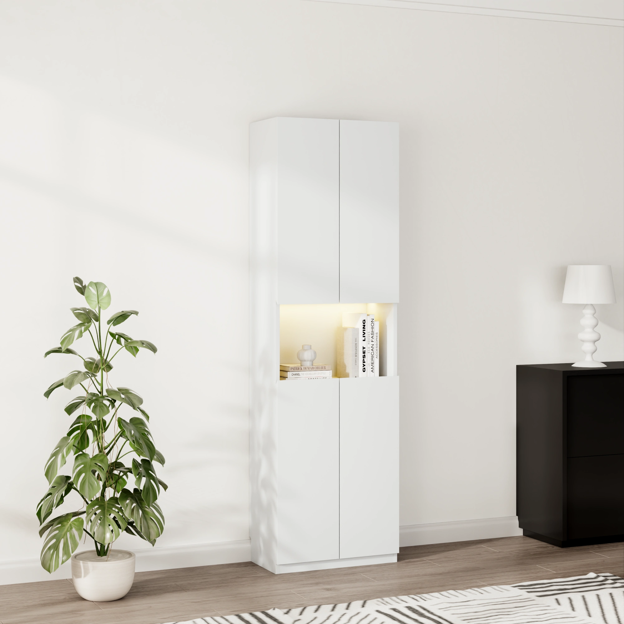 Loft Kiri Bookcase with 4 Doors, 60cm, White