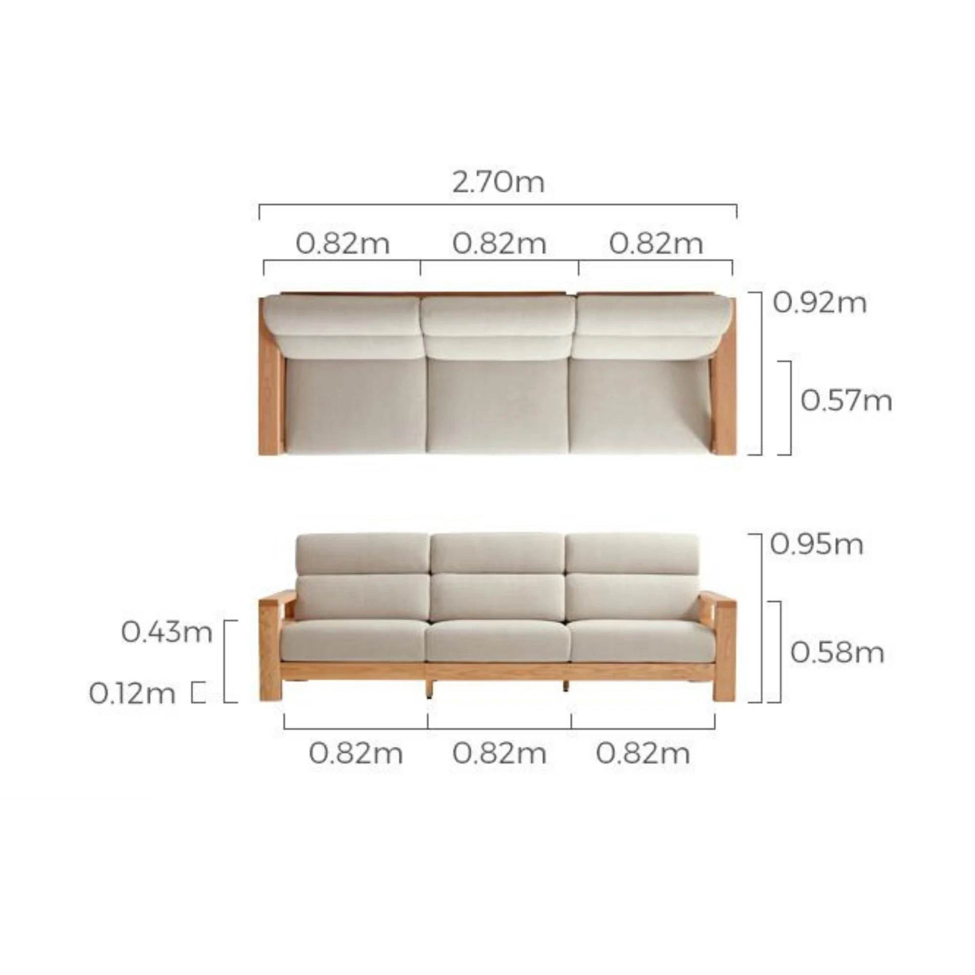 Linspire Mellow Solid Wood 3.5-Seater Sofa with Ottoman, White