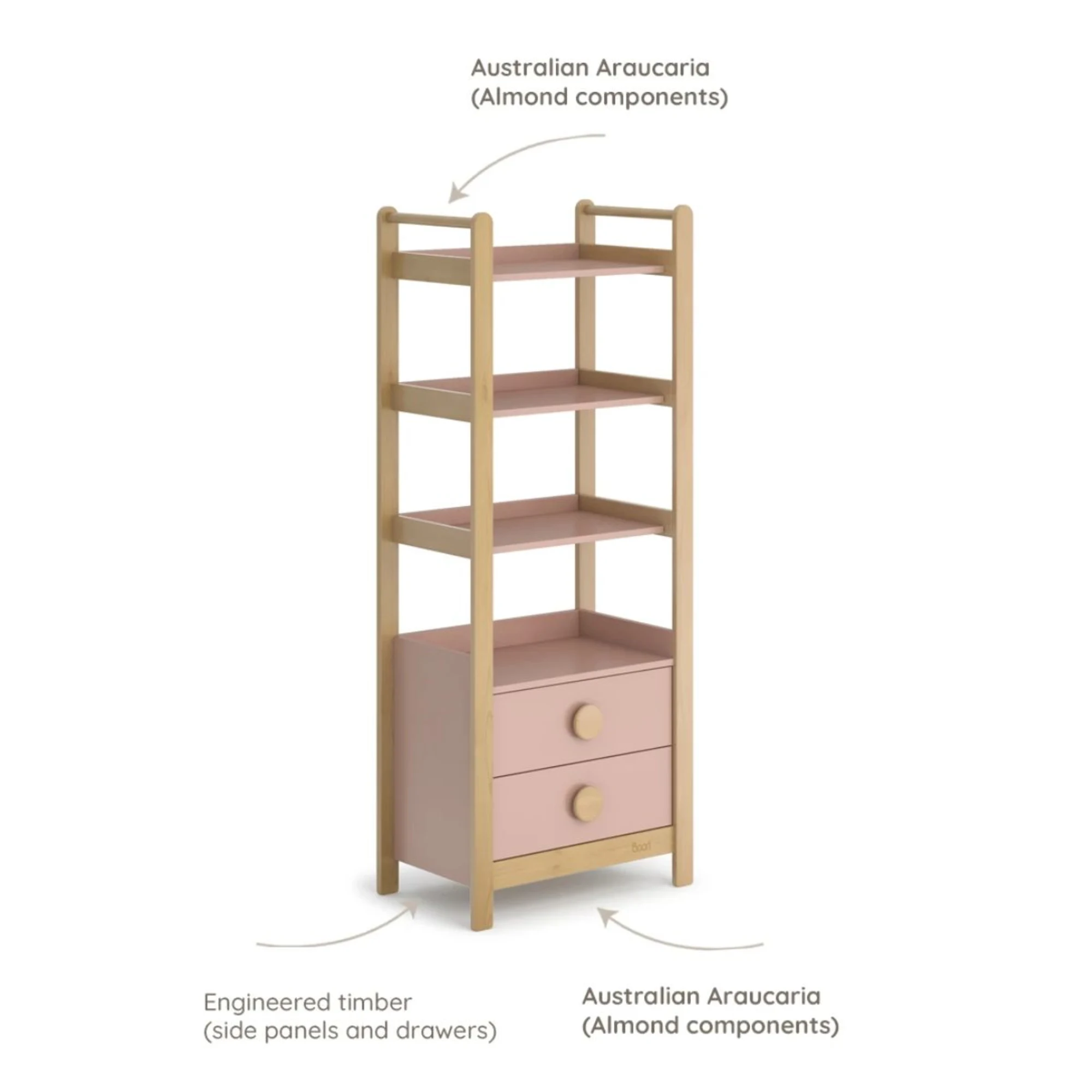 Boori Tidy Kids Storage Bookcase, Cherry
