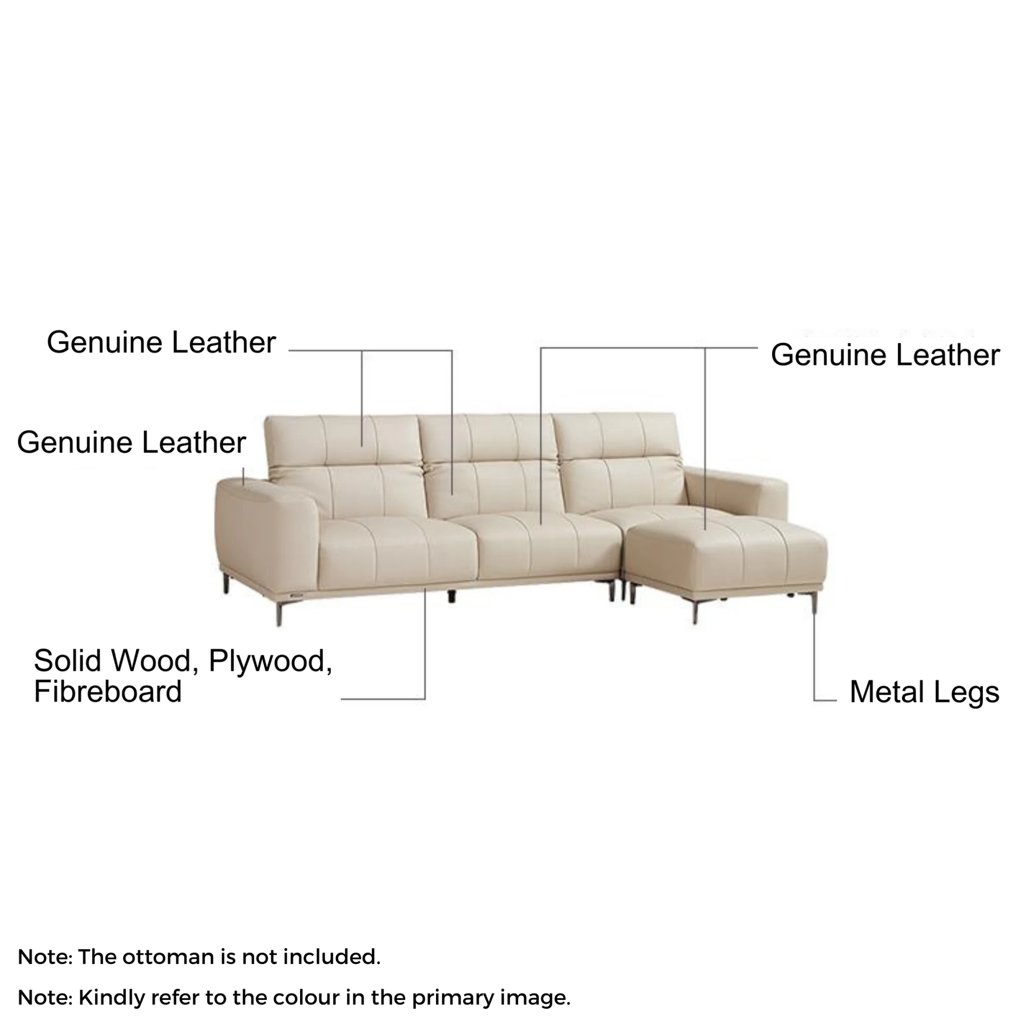 Linspire Crest Leather 4-Seater Sofa, Brown