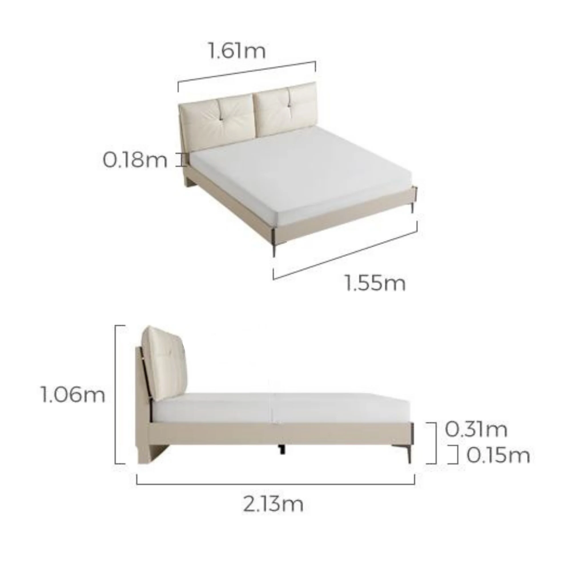 Linspire Vanko Leathaire Global Queen Bed Frame & Bedside Table Set